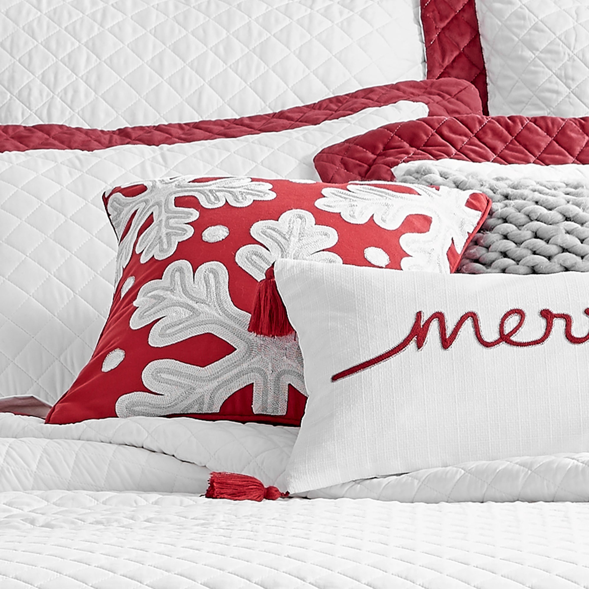 Levtex Home All is Bright Snowflake Pillow 18X18 Decorative Pillows