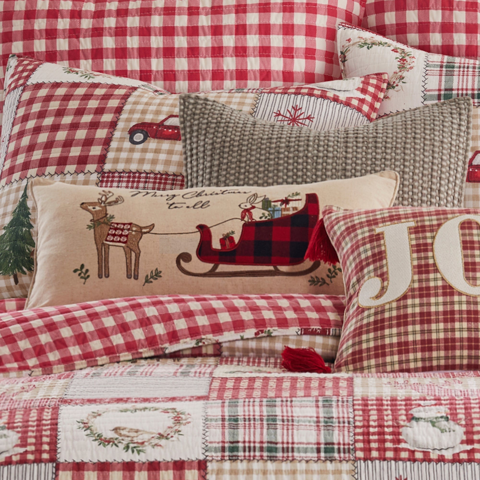 Levtex Home Home For Christmas Bunny Christmas Pillow 12x24 Decorative Pillows