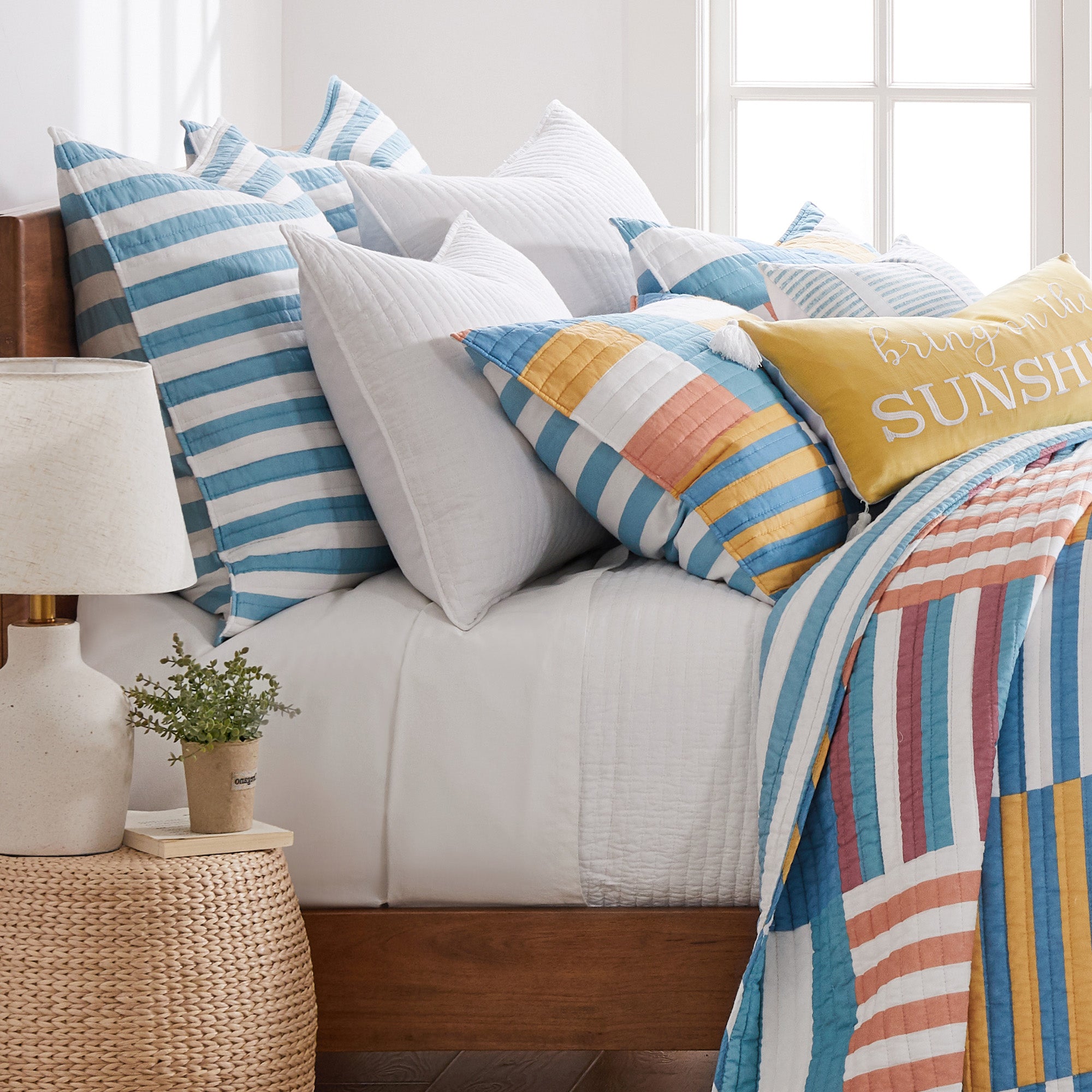 Levtex Home Sol Stripe Patch Euro Sham Set of 2 Euro Shams