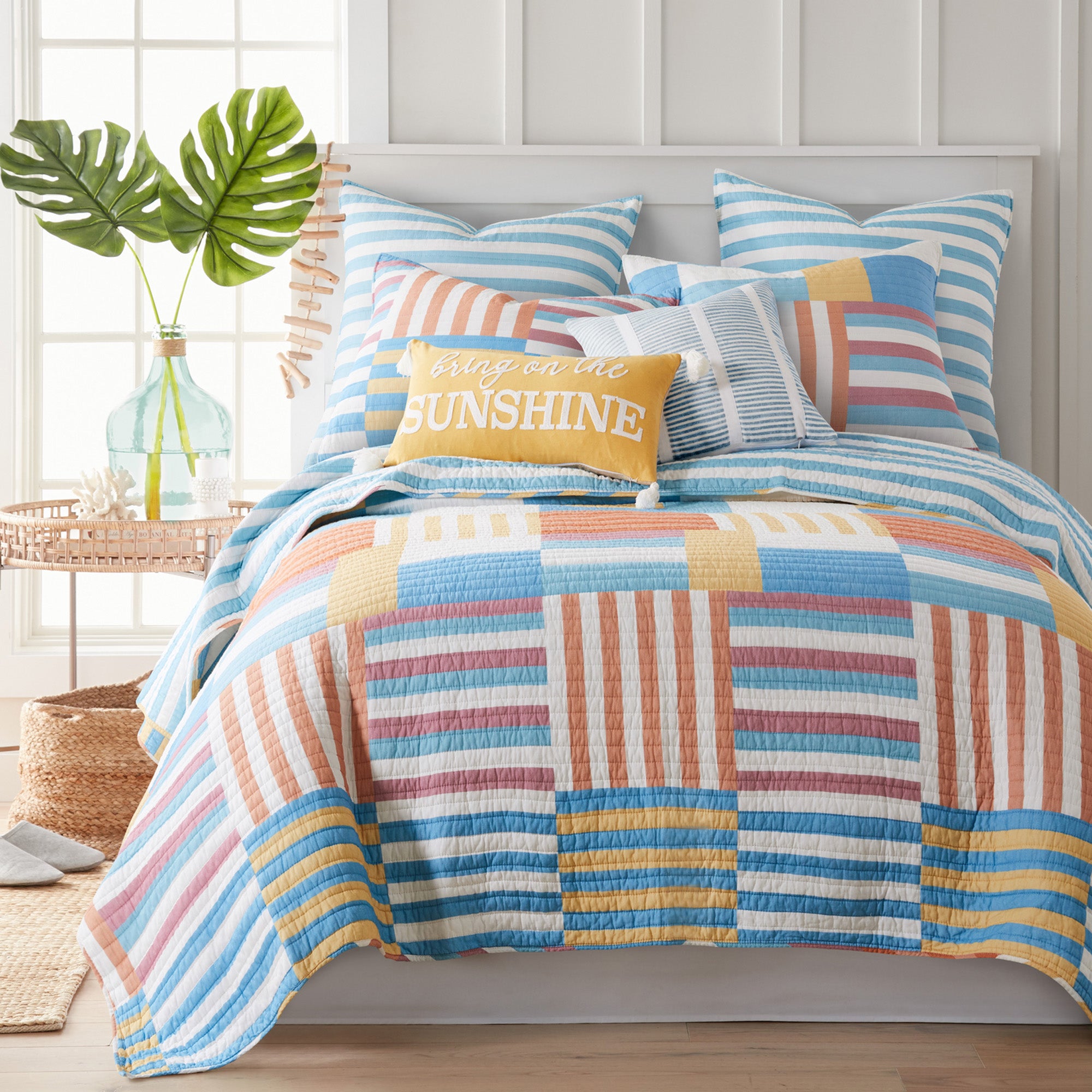 Levtex Home Sol Stripe Patch Euro Sham Set of 2 Euro Shams