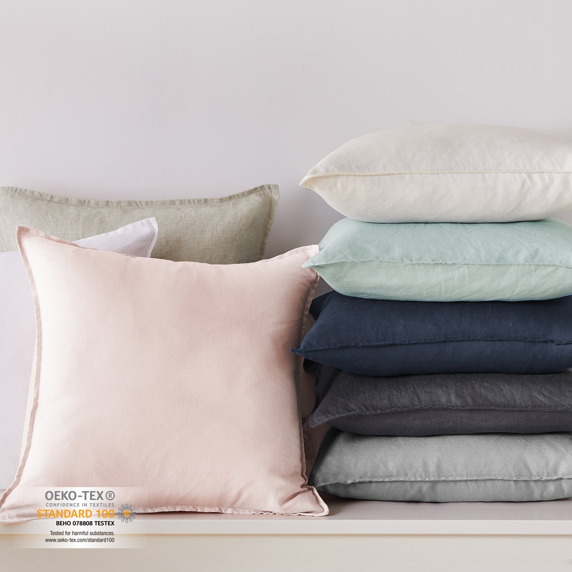 Levtex Home Washed Linen Square Pillow Cover- Set of 2 Decorative Pillows