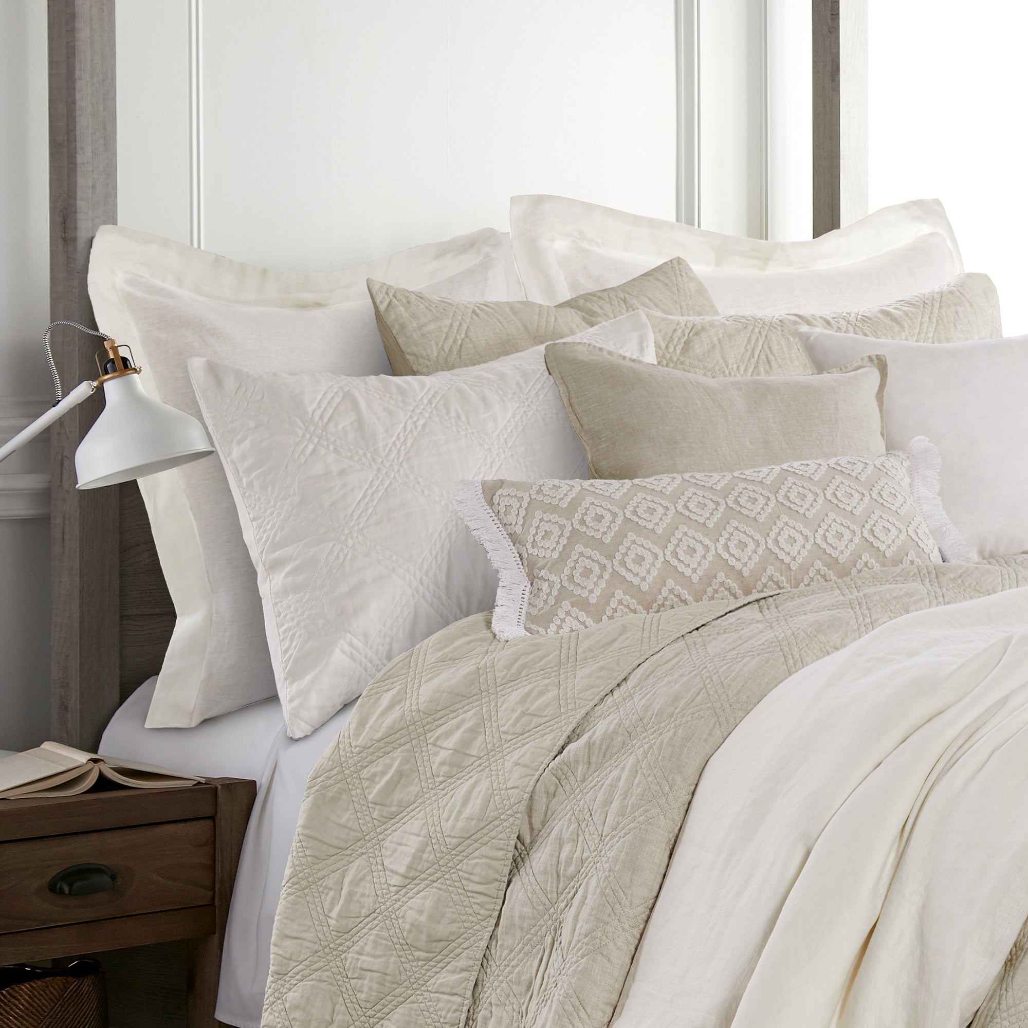 Levtex Home Washed Linen Square Pillow Cover- Set of 2 Decorative Pillows