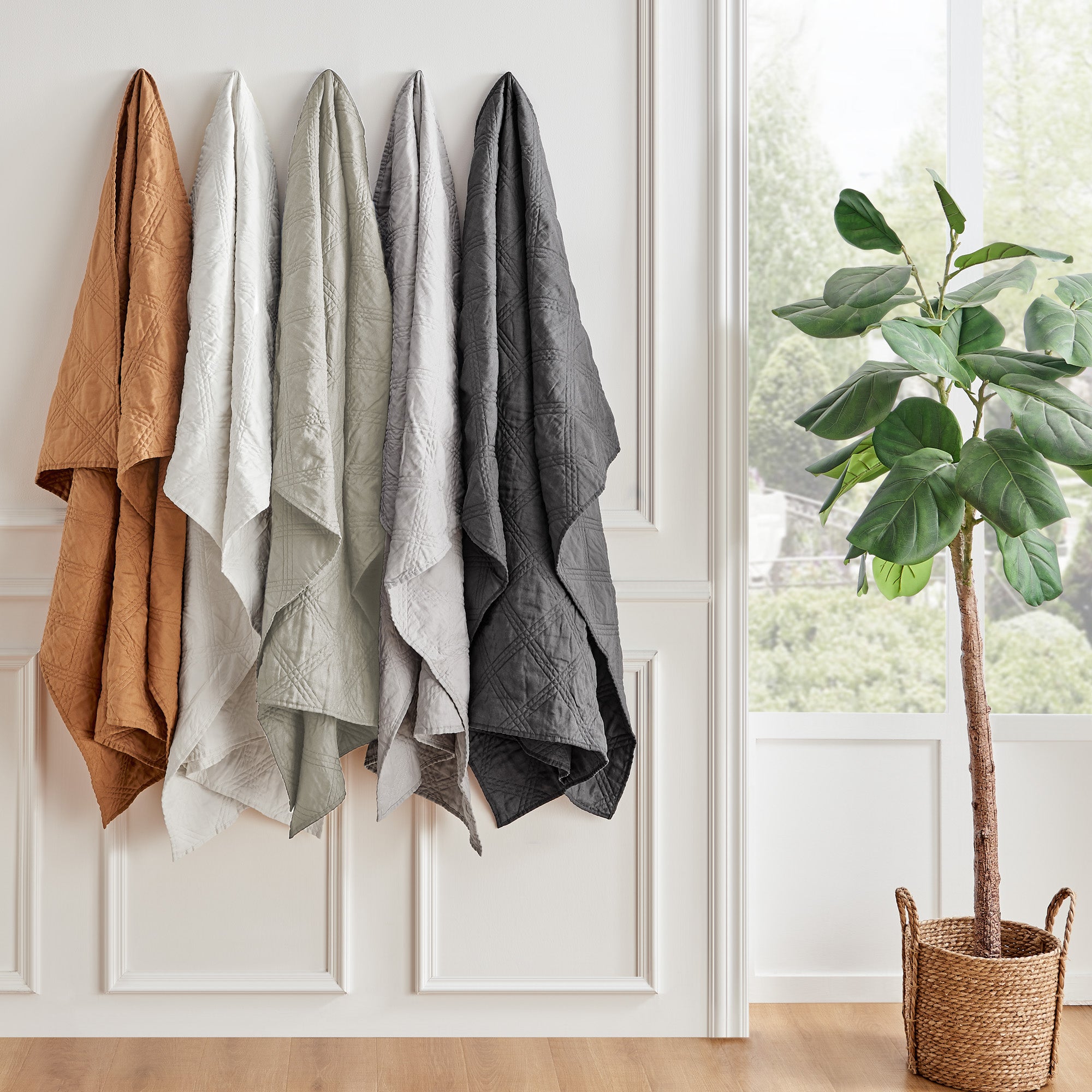Levtex Home Washed Linen Quilted Throw Throws