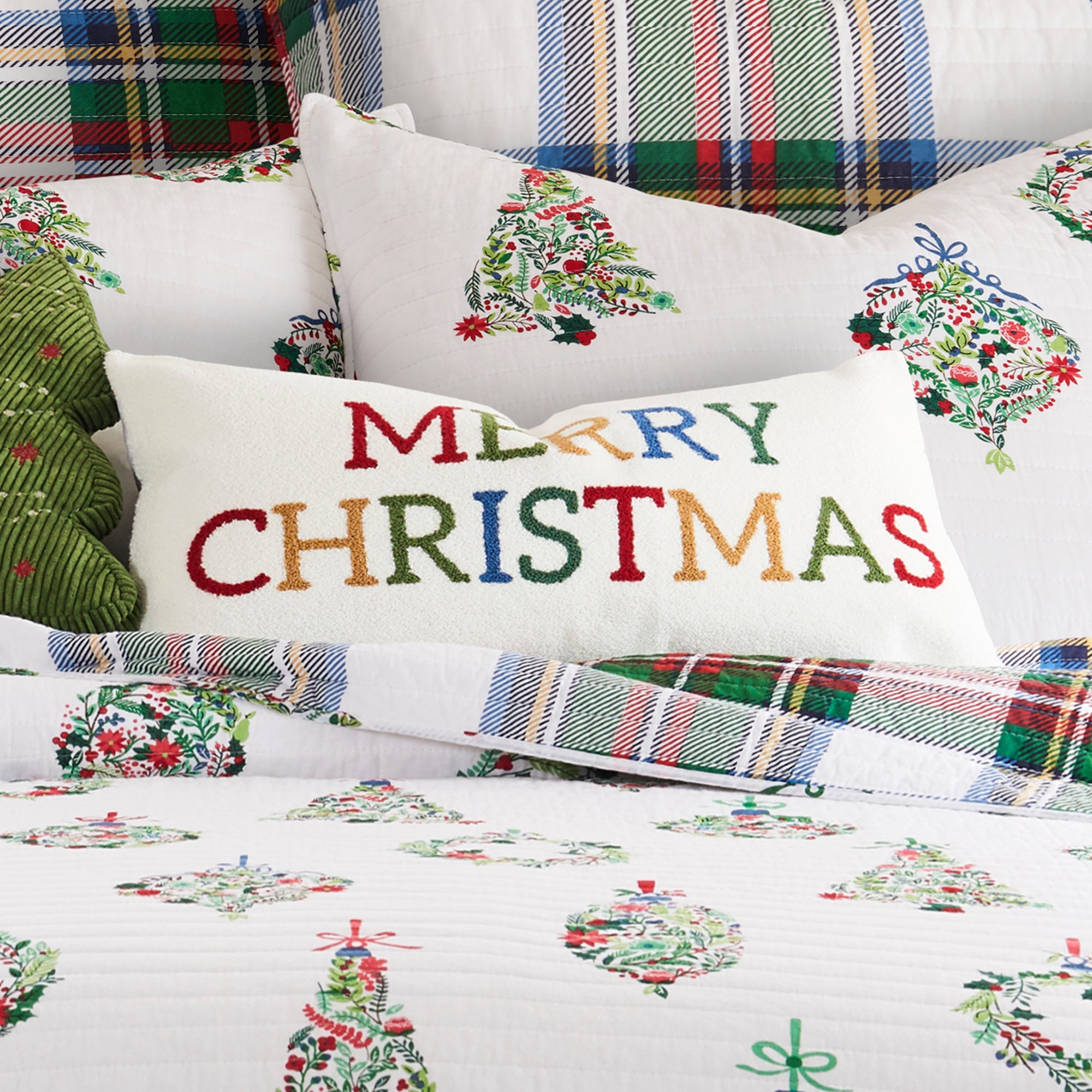 Levtex Home Festive Baubles Merry Christmas Pillow Decorative Pillows