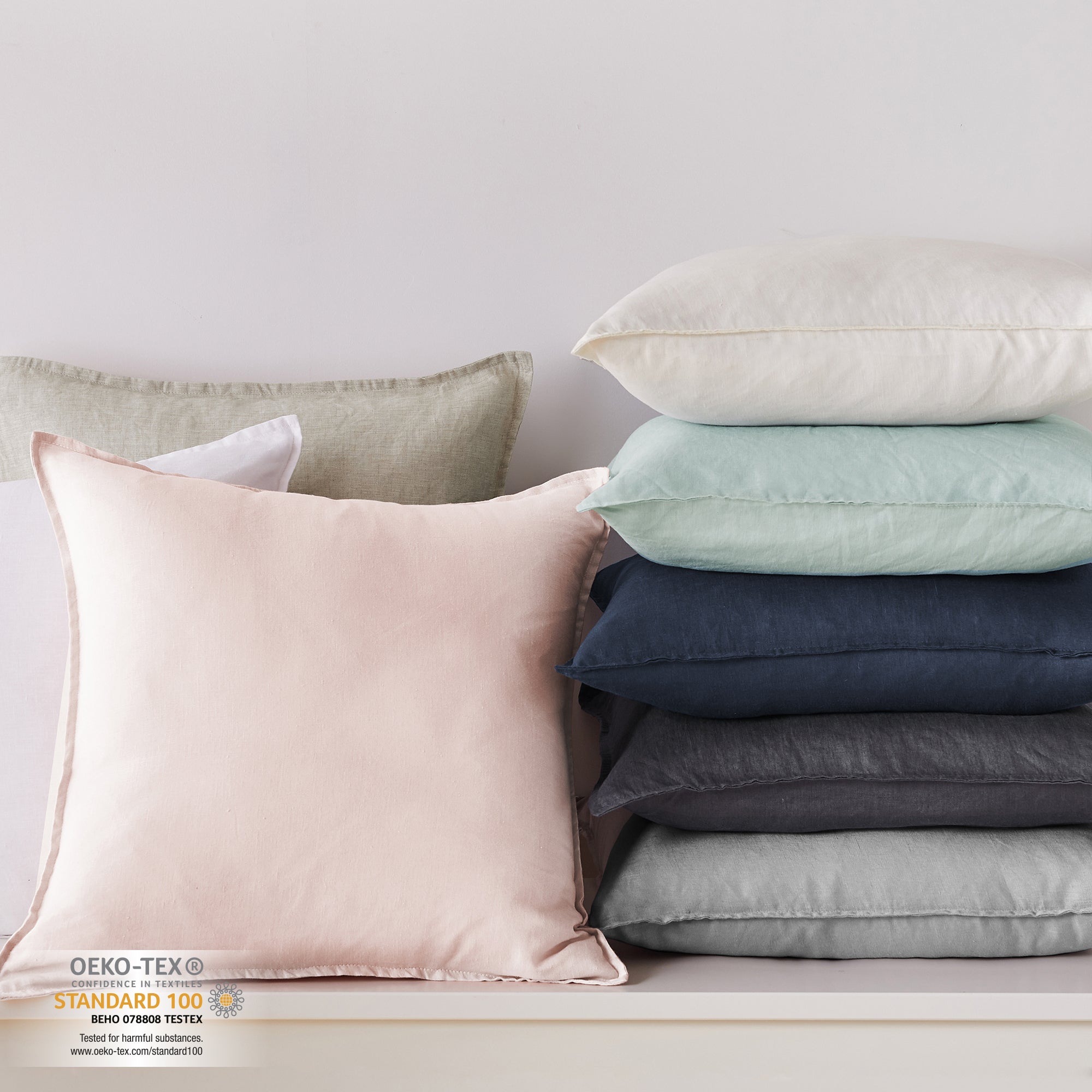 Levtex Home Washed Linen Square Pillow Cover- Set of 2 Decorative Pillows