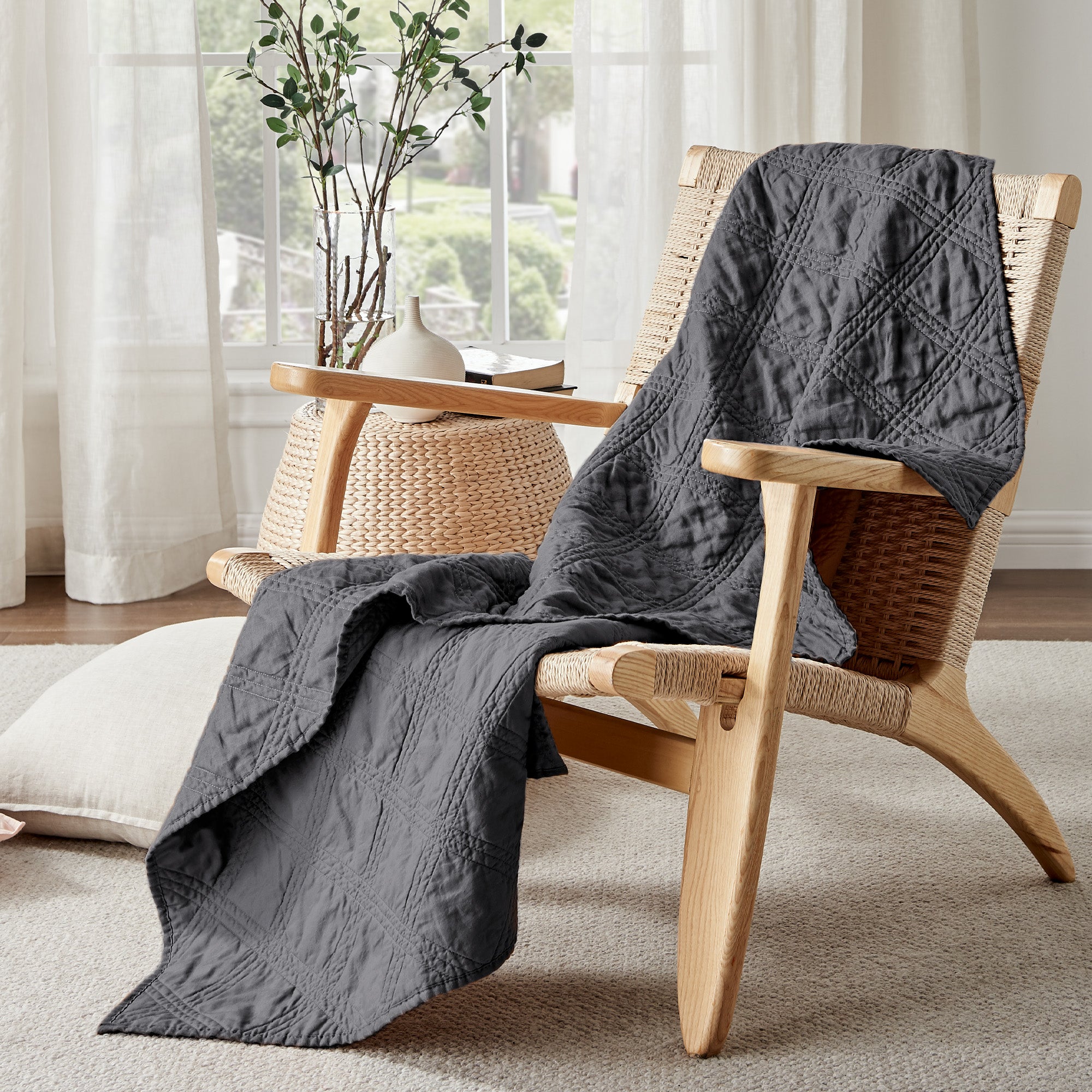 Levtex Home Washed Linen Quilted Throw Throws
