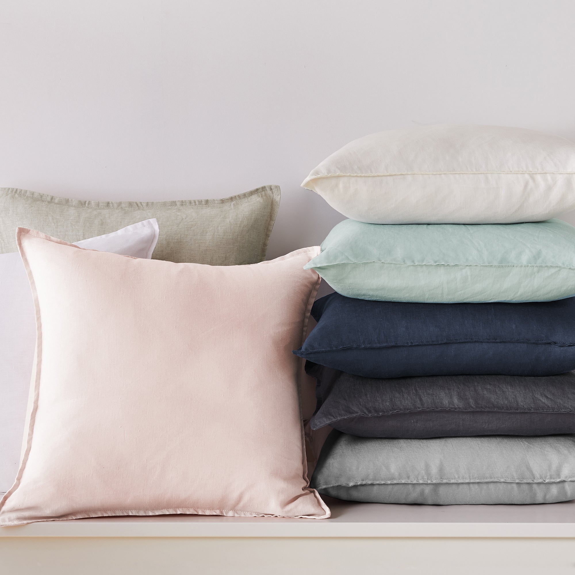 Levtex Home Washed Linen Square Pillow Cover- Set of 2 Decorative Pillows
