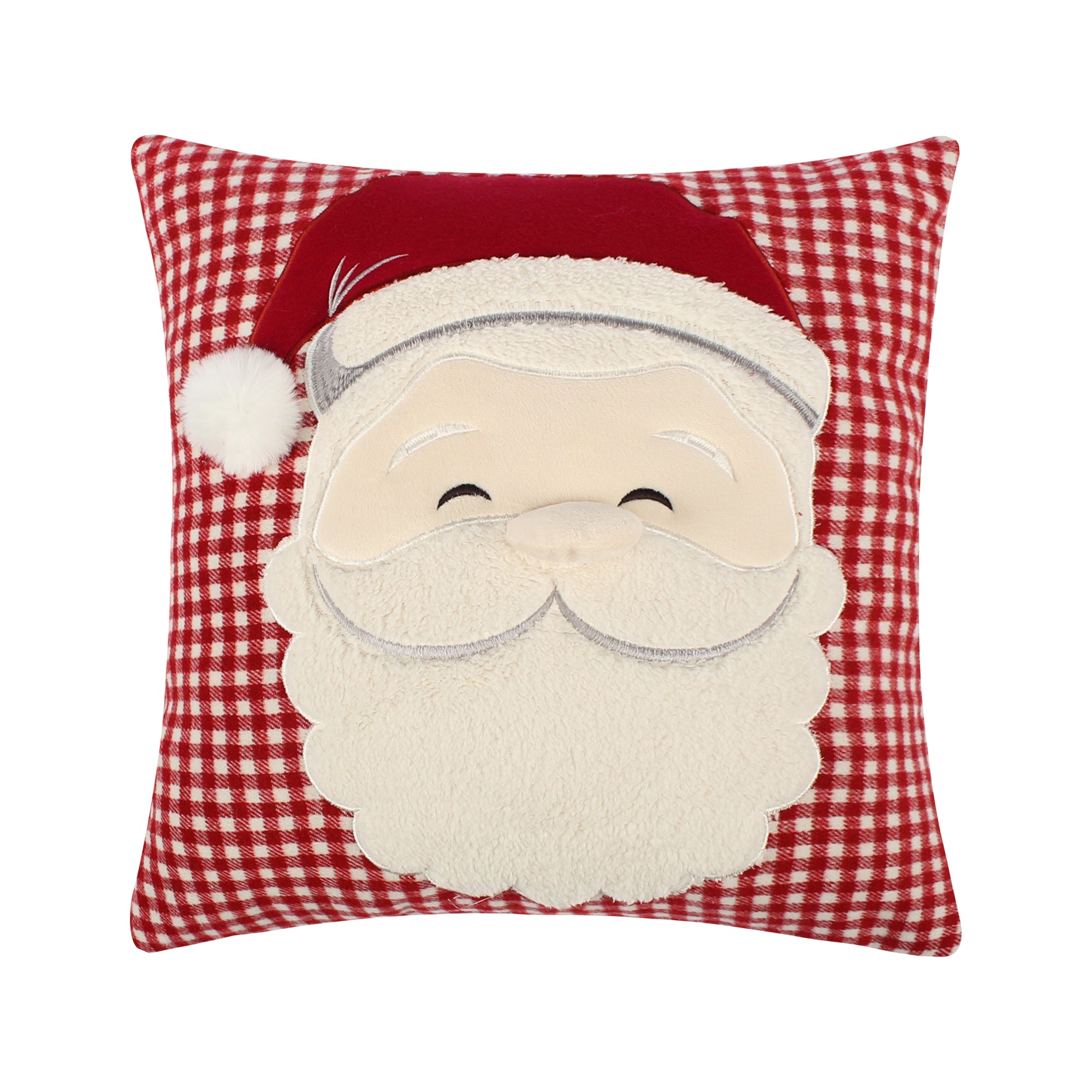 Levtex Home Peppermint Plaid Santa Applique Pillow Decorative Pillows