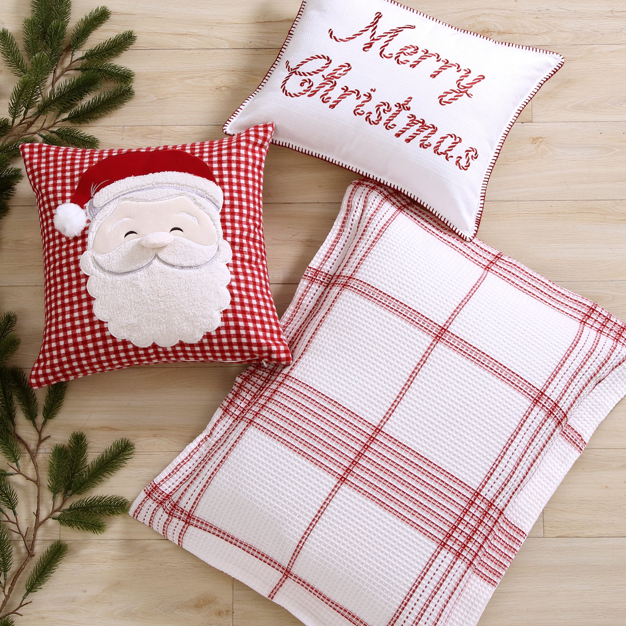 Levtex Home Peppermint Plaid Merry Christmas Pillow Decorative Pillows
