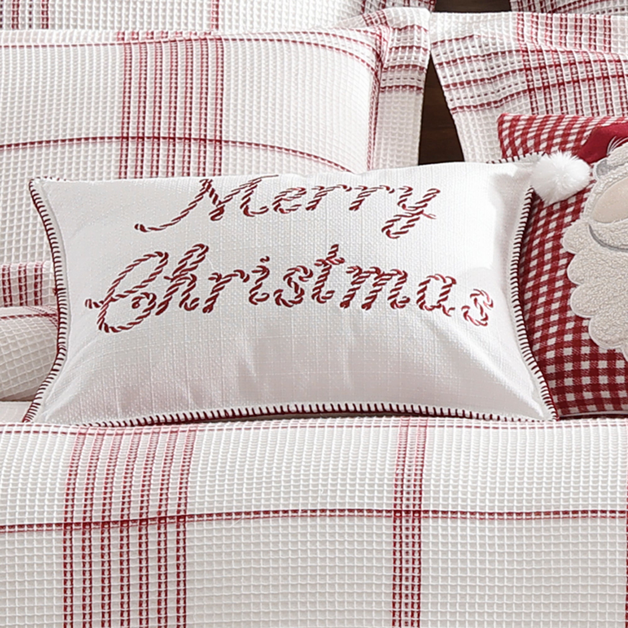 Levtex Home Peppermint Plaid Merry Christmas Pillow Decorative Pillows