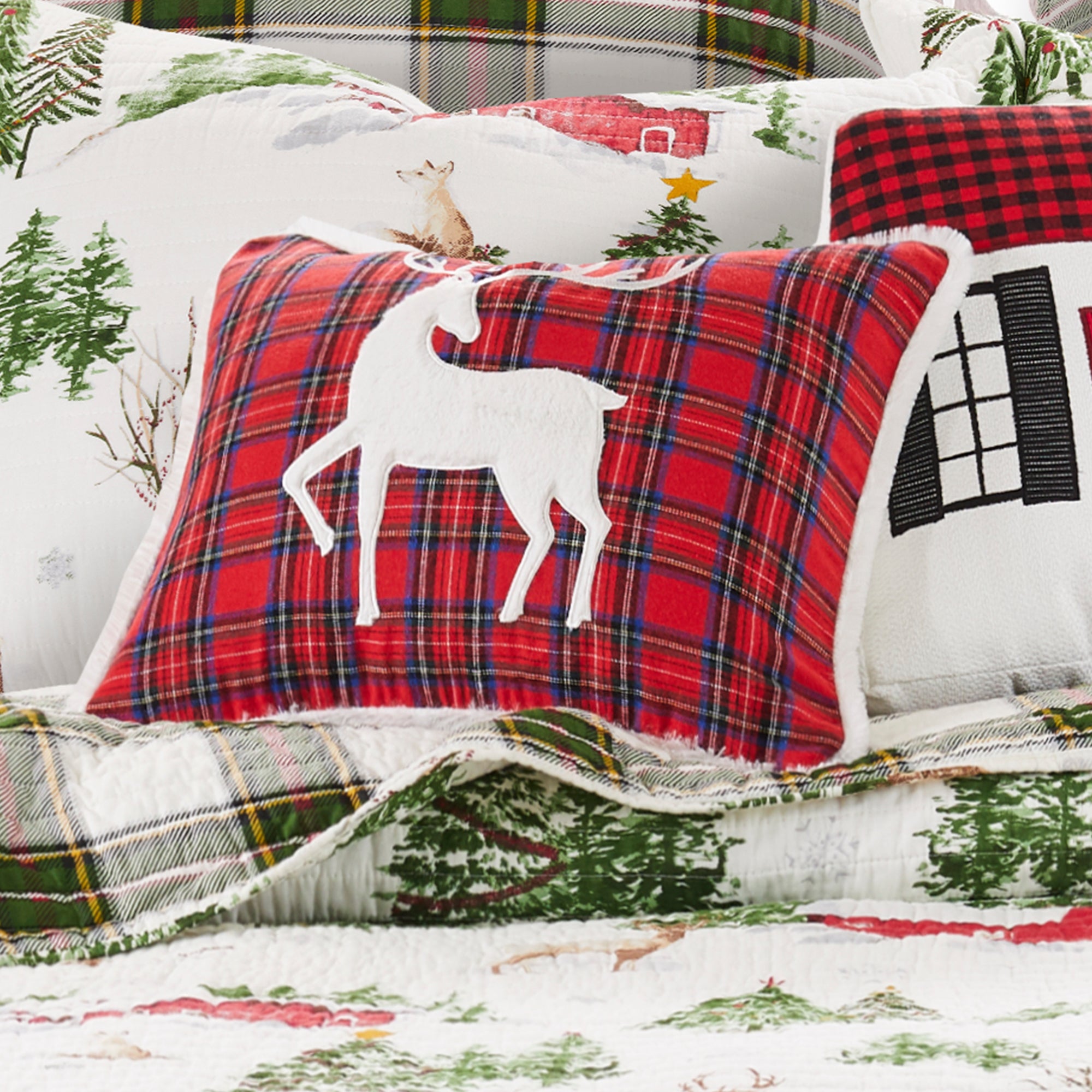 Levtex Home Tatum Pines Fur Deer Appliqued Pillow Decorative Pillows