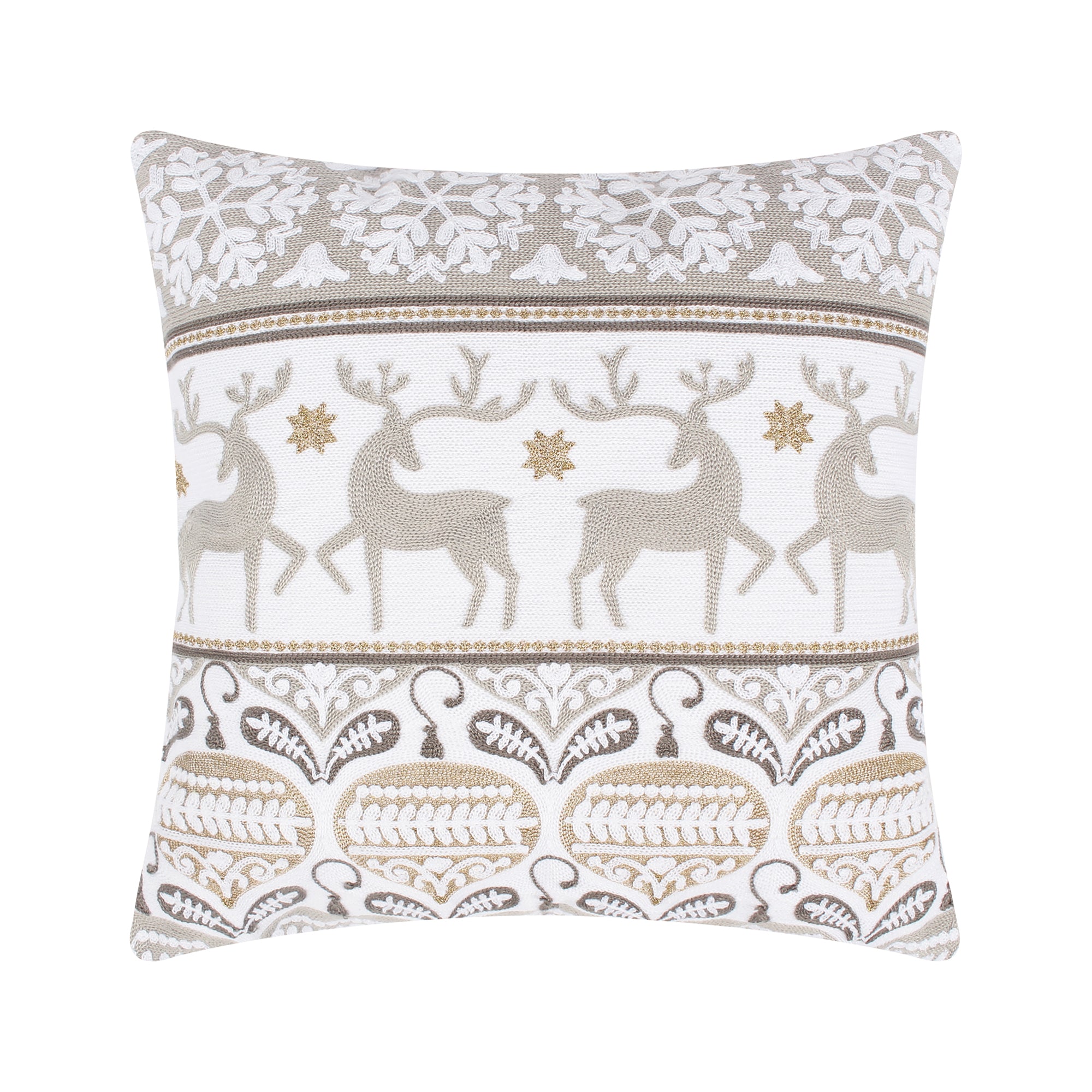 Levtex Home O Christmas Tree White Reindeer Dance Pillow Decorative Pillows