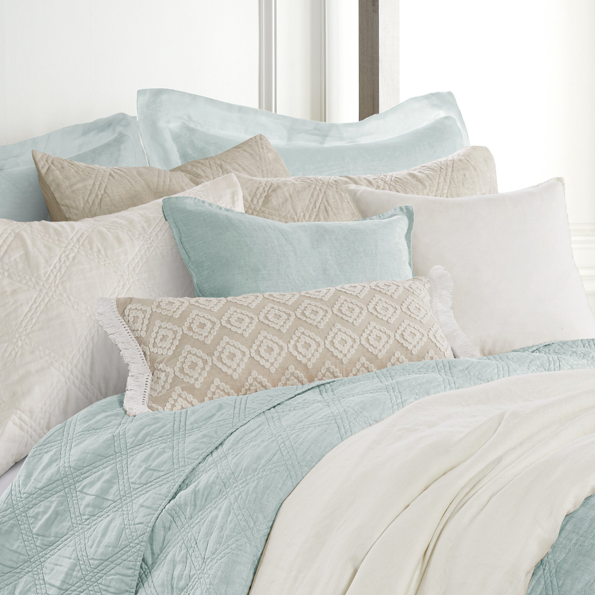 Levtex Home Washed Linen Square Pillow Cover- Set of 2 Decorative Pillows