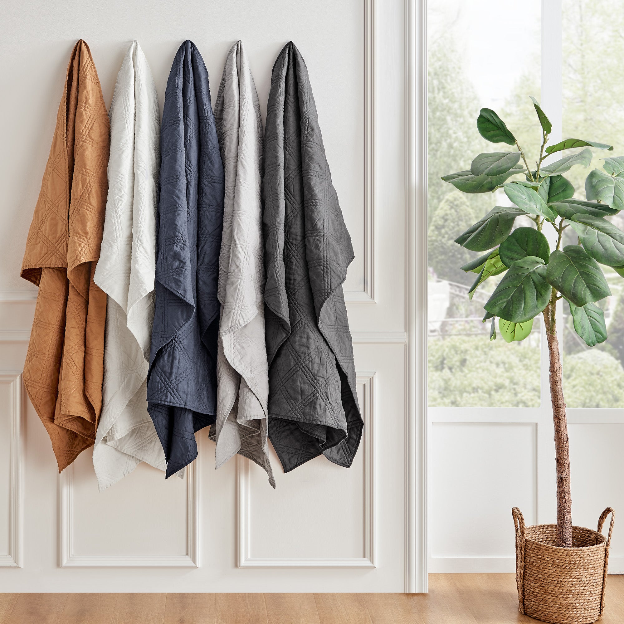 Levtex Home Washed Linen Quilted Throw Throws