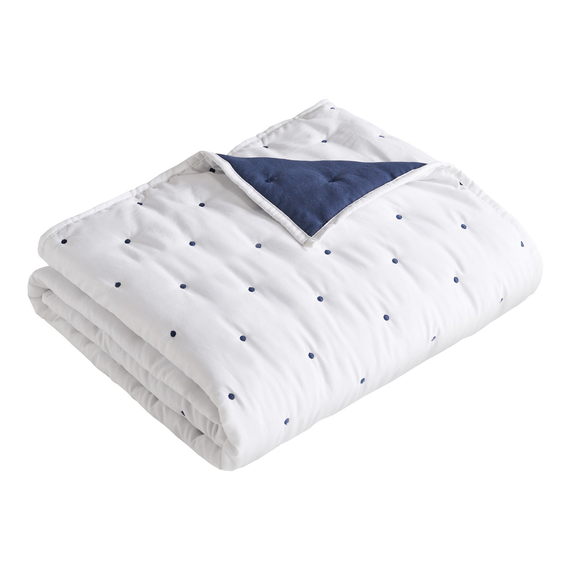 Levtex Home Embroidered Swiss Dot Navy Quilted Throw Throws