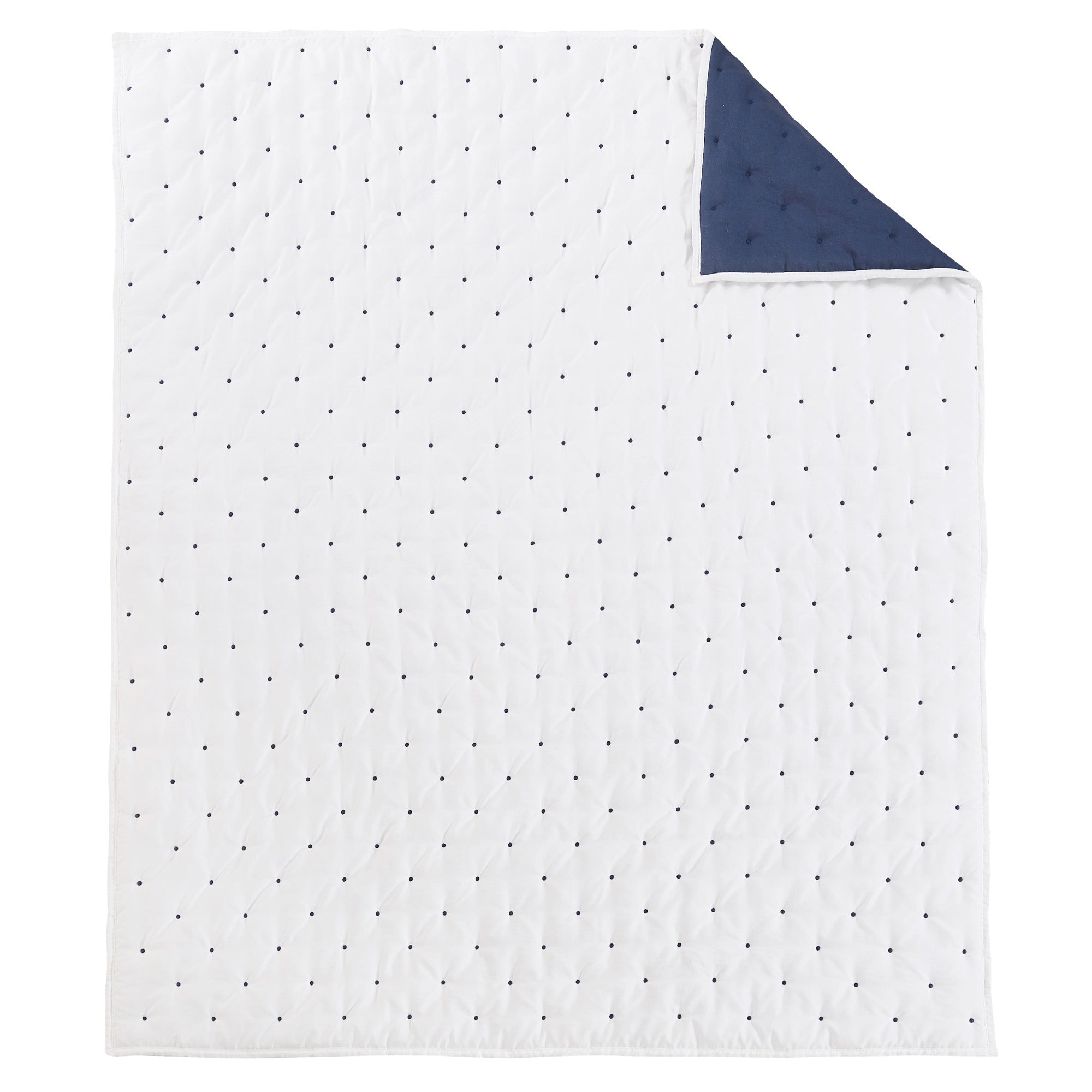 Levtex Home Embroidered Swiss Dot Navy Quilted Throw Throws