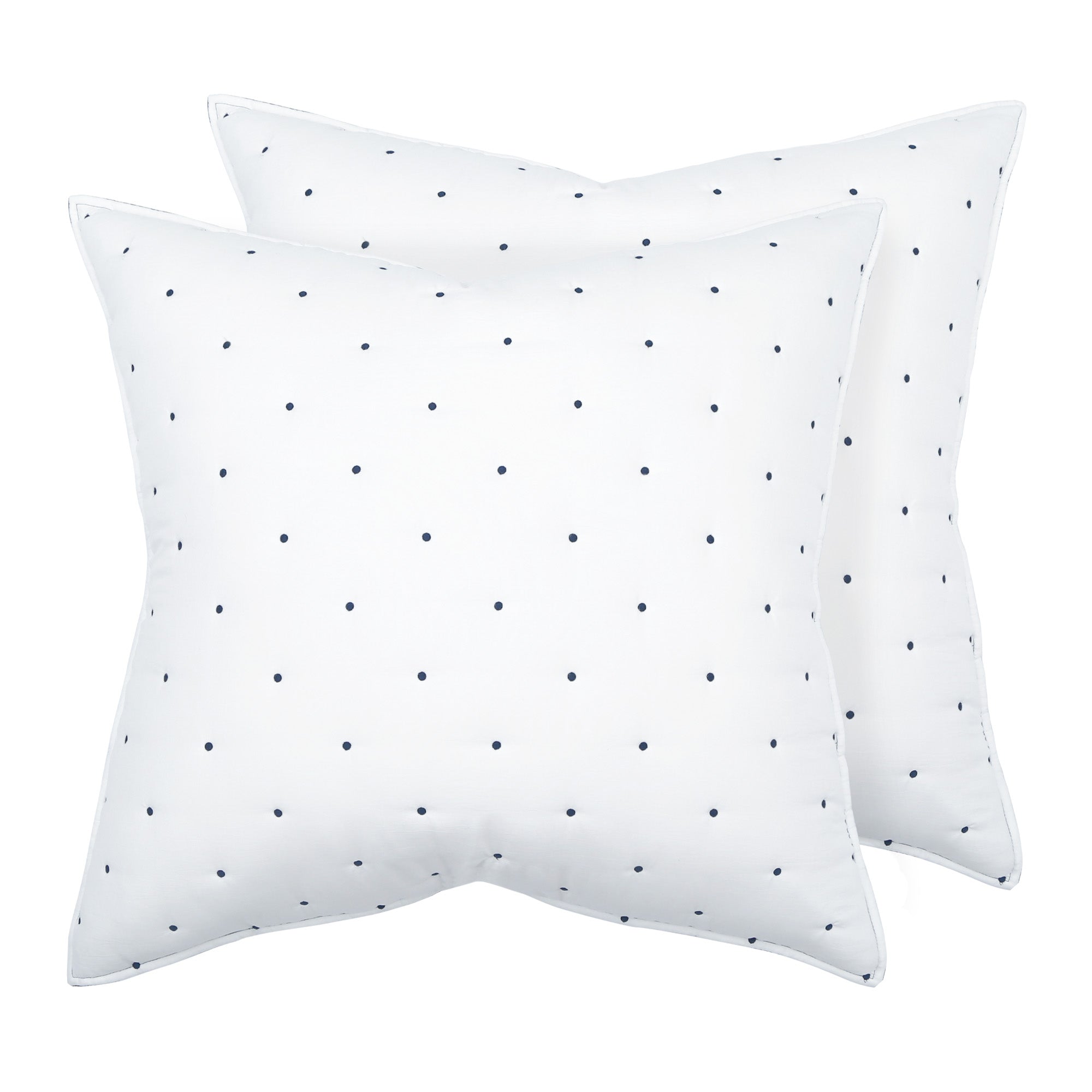 Levtex Home Embroidered Swiss Dot Navy Euro Sham Set of 2 Euro Shams
