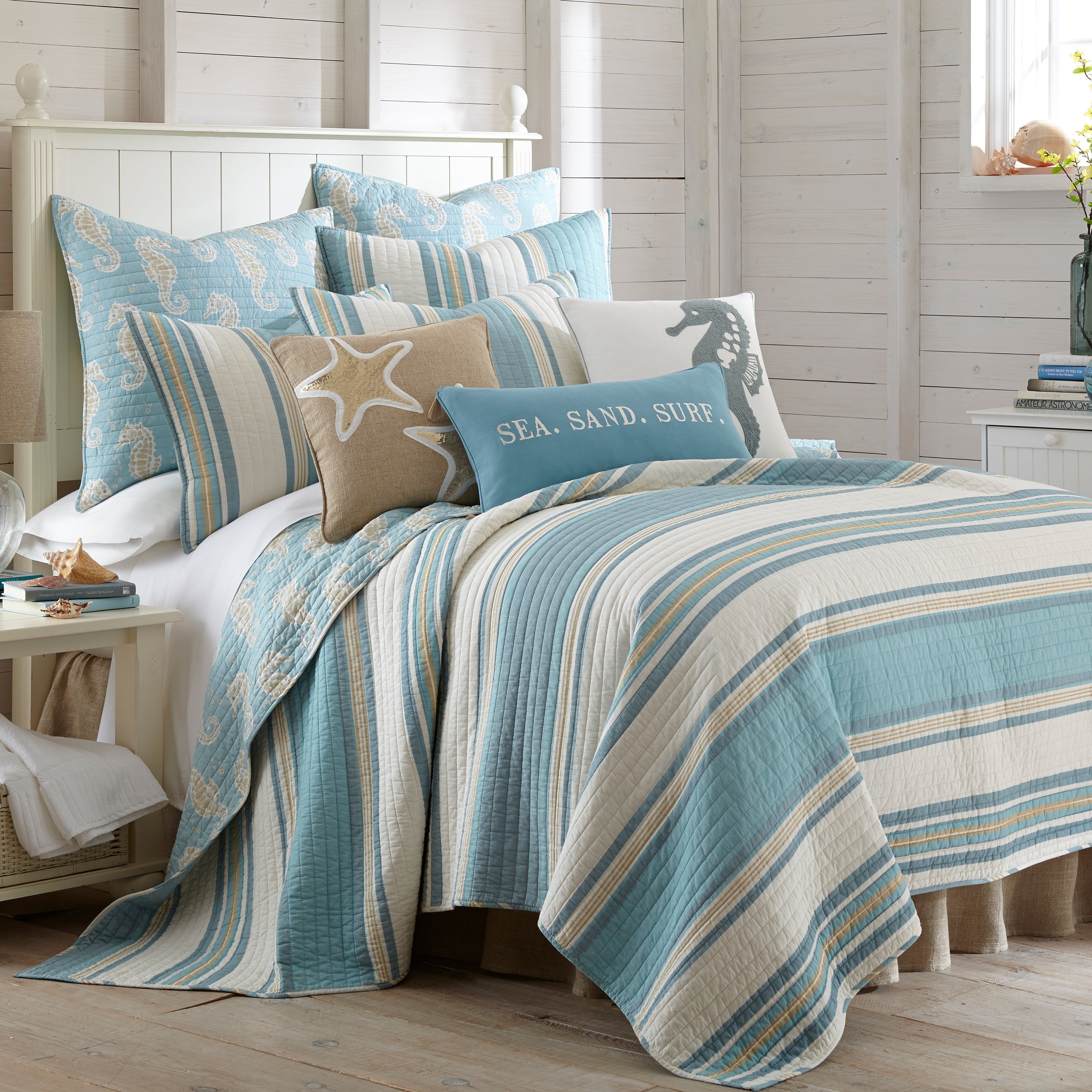 Blue Maui Appl. Starfish Pillow - Levtex Home