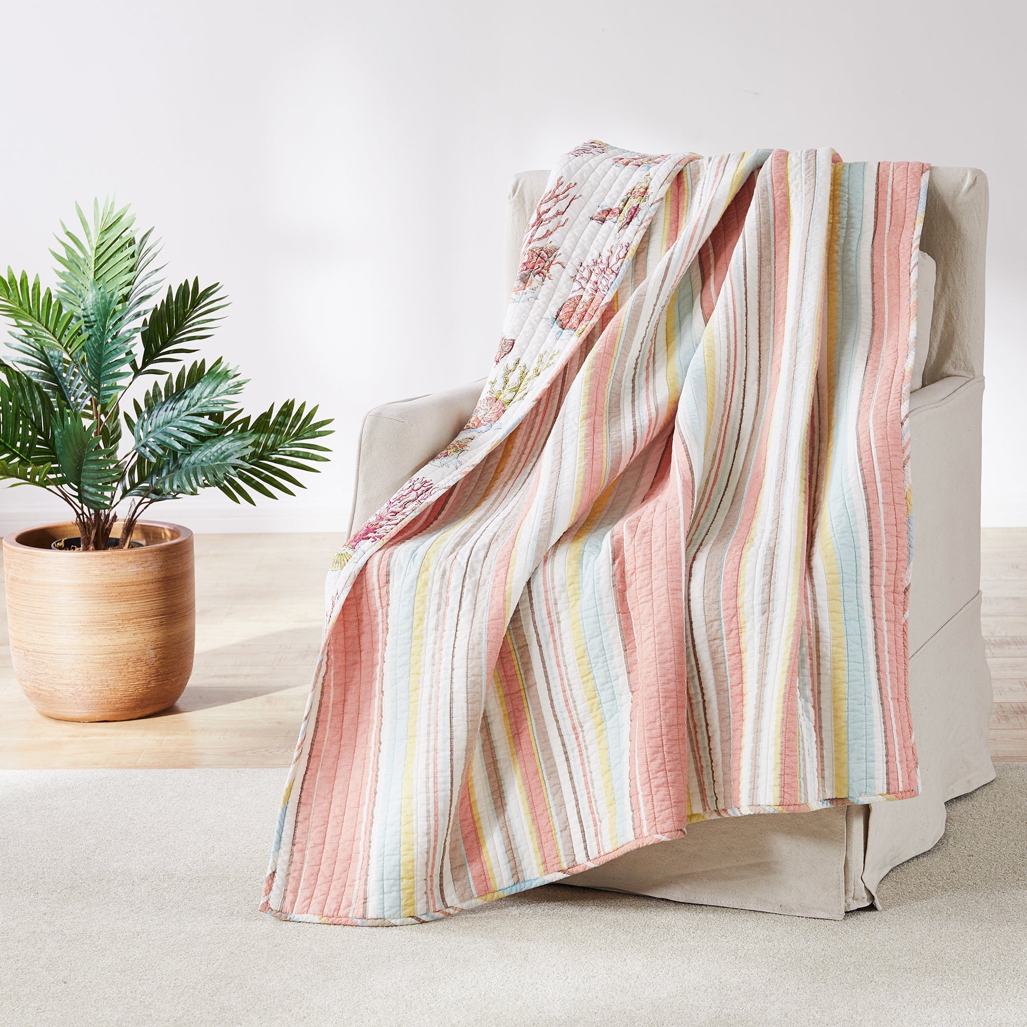 Levtex Home Brighton Coral Quilted Throw Throws