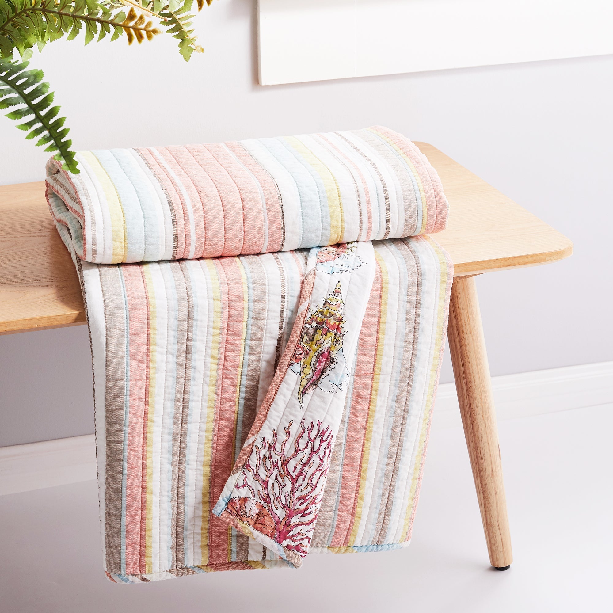 Levtex Home Brighton Coral Quilted Throw Throws