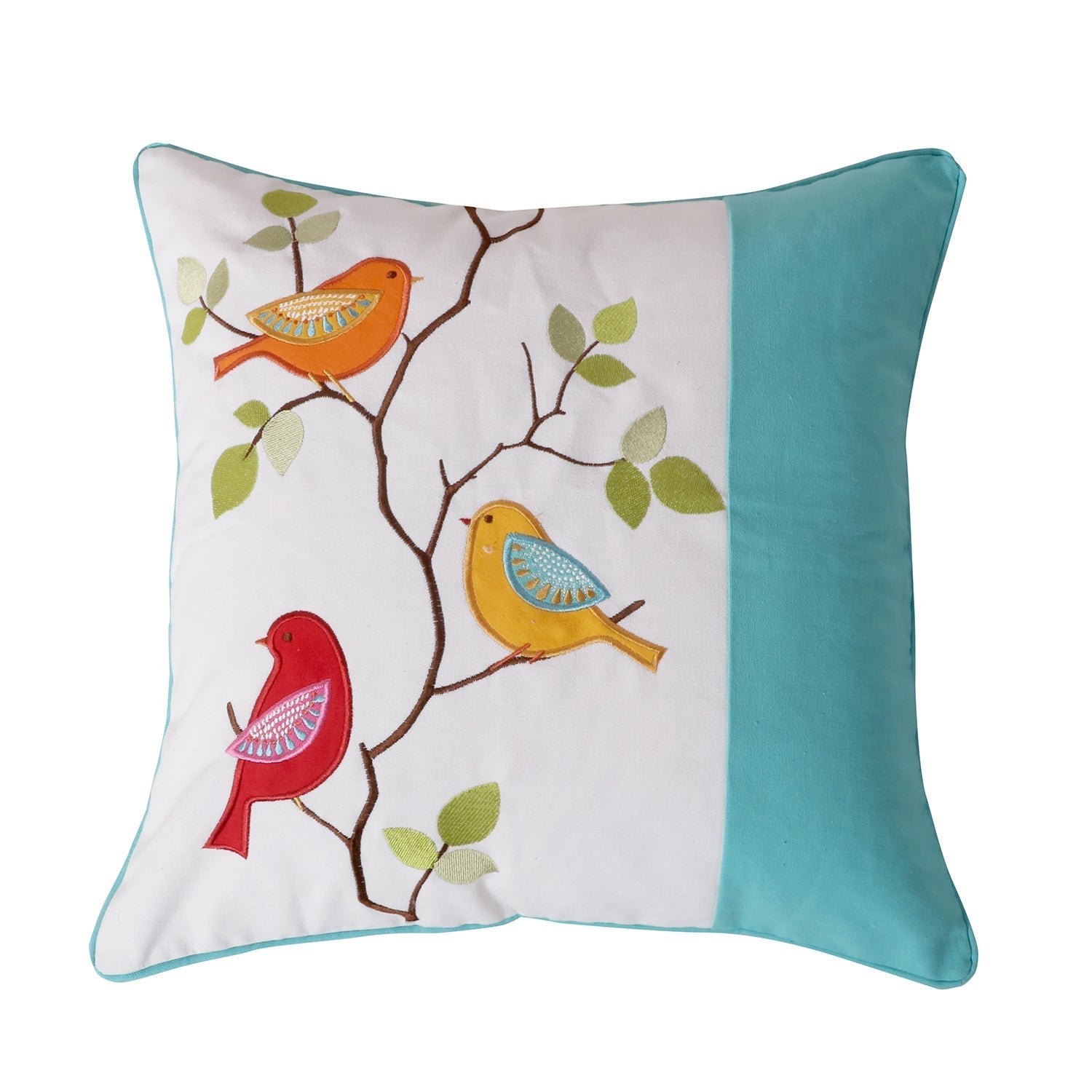 Sophia Pieced Embroidered Bird Pillow
