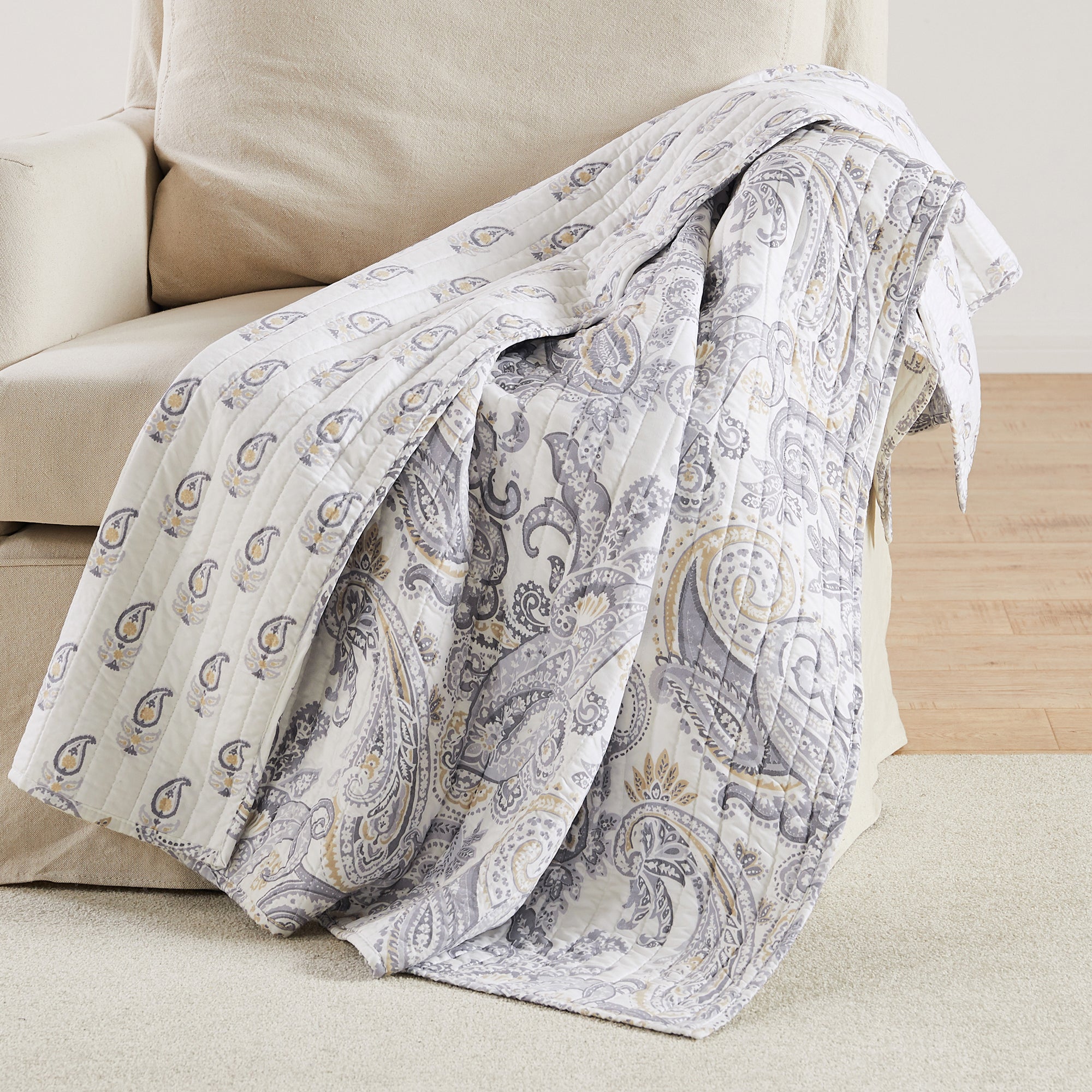 Levtex Home Maribelle Neutral Quilted Throw Throws