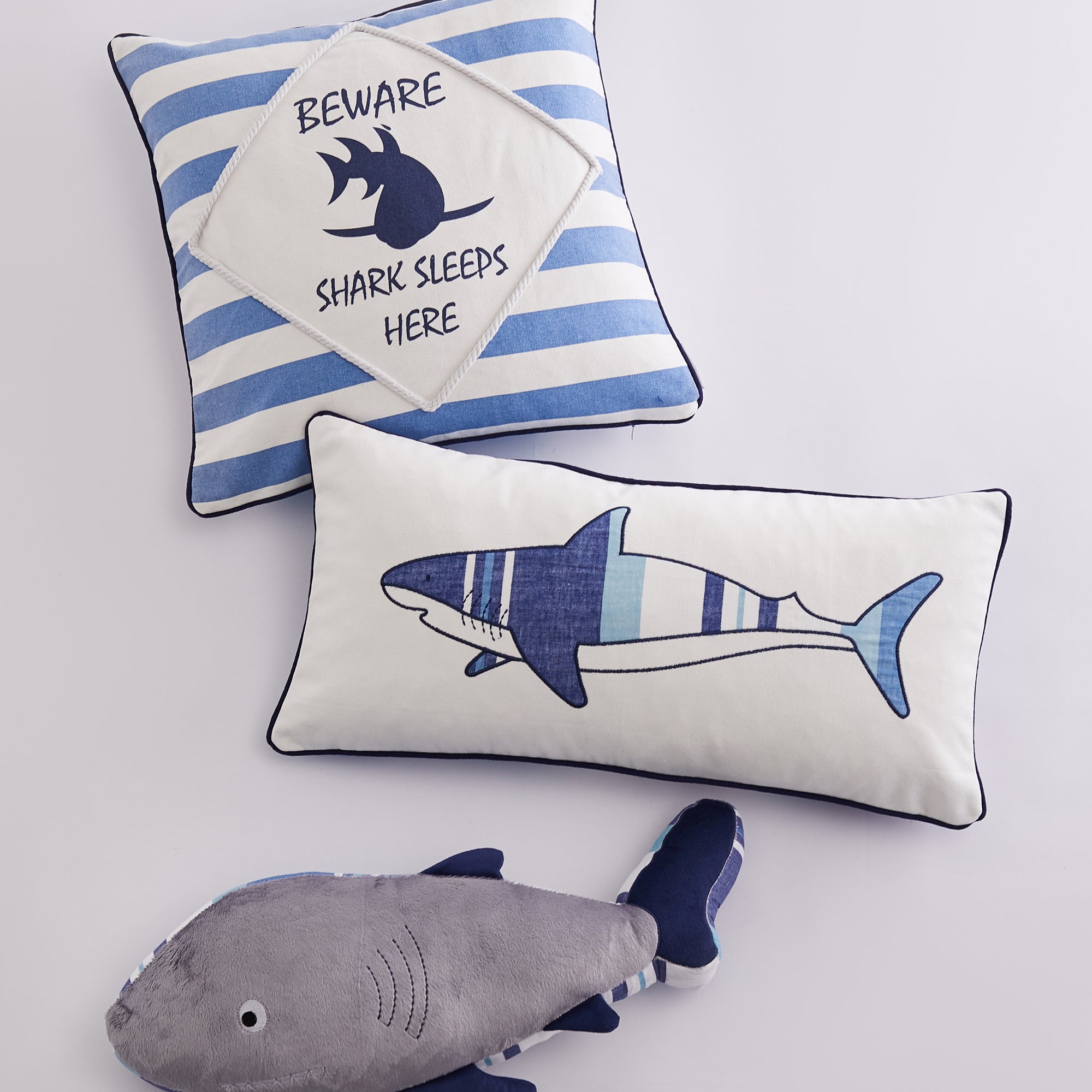 Levtex Home Sammy Shark Shaped Pillow Kids Decorative Pillows