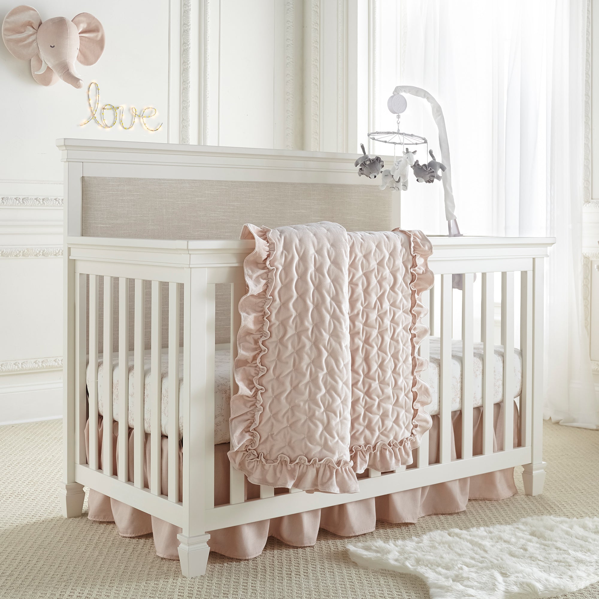 Levtex Home Heritage Blush Velvet 4PC Crib Bedding Set Crib Bedding Sets