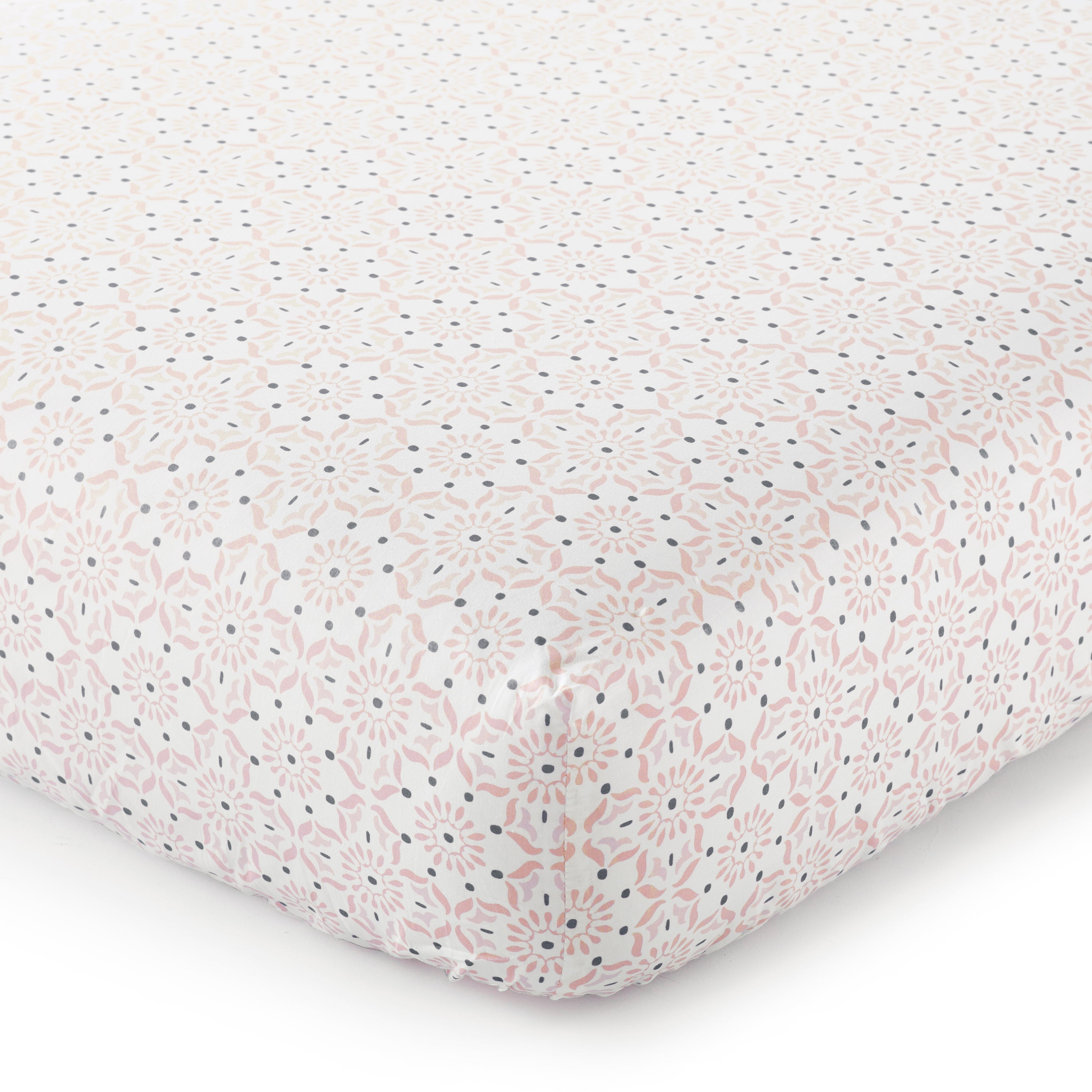 Levtex Home Fiori Blush/Gold Medallion Cotton Crib Fitted Sheet Crib Fitted Sheets