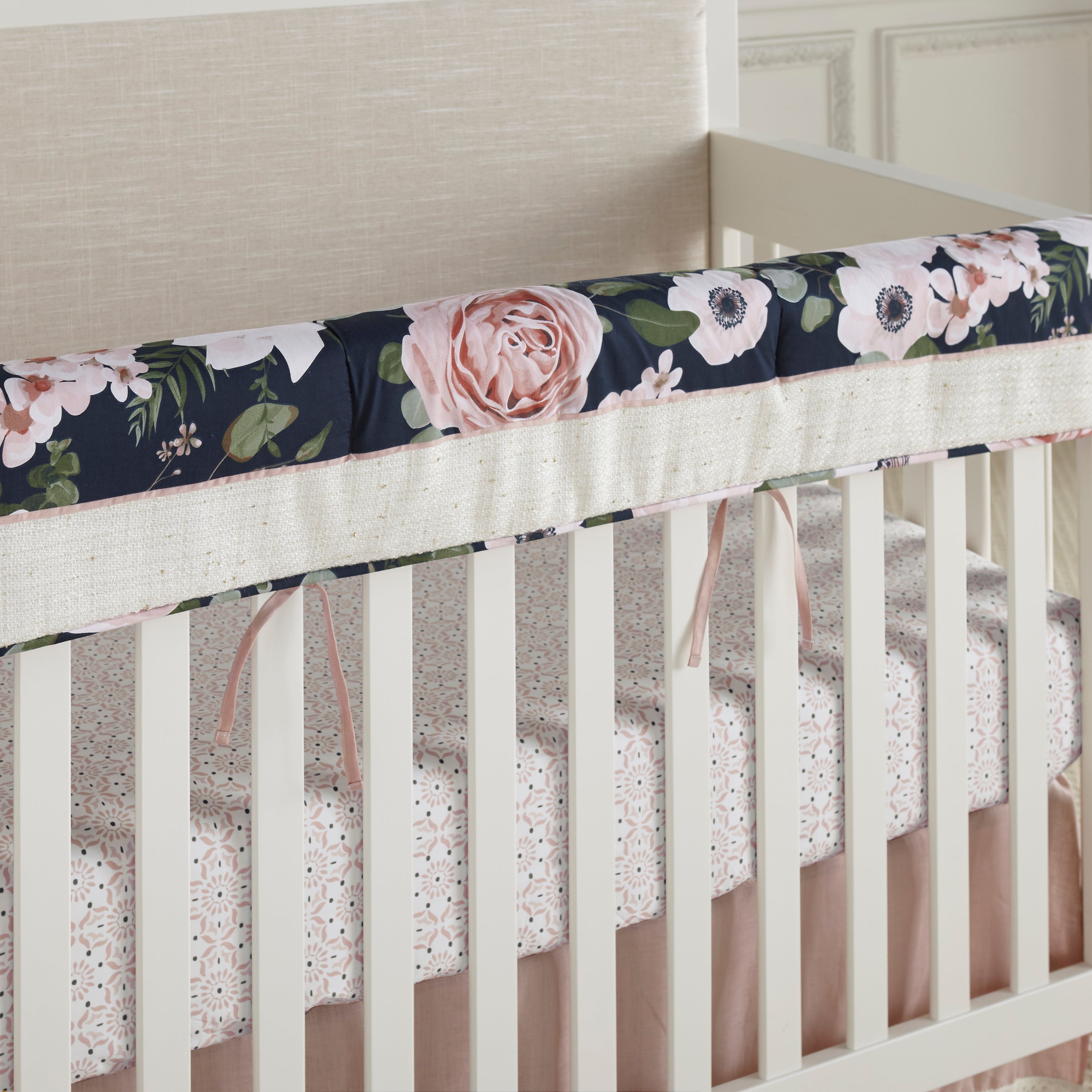 Levtex Home Fiori Blush/Gold Medallion Cotton Crib Fitted Sheet Crib Fitted Sheets