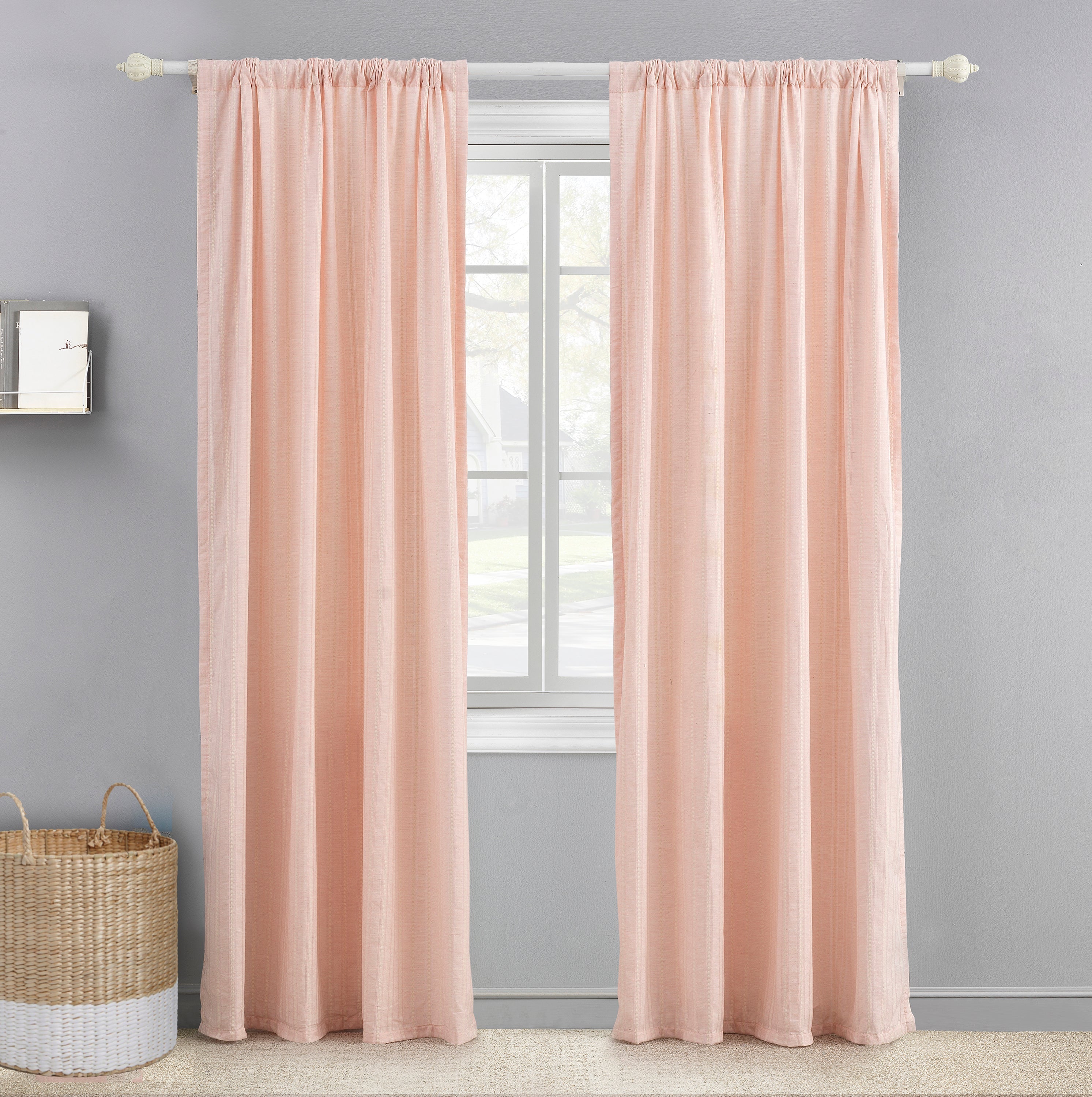 Levtex Home Imani Pink Herringbone Drape Panel Nursery Drapes