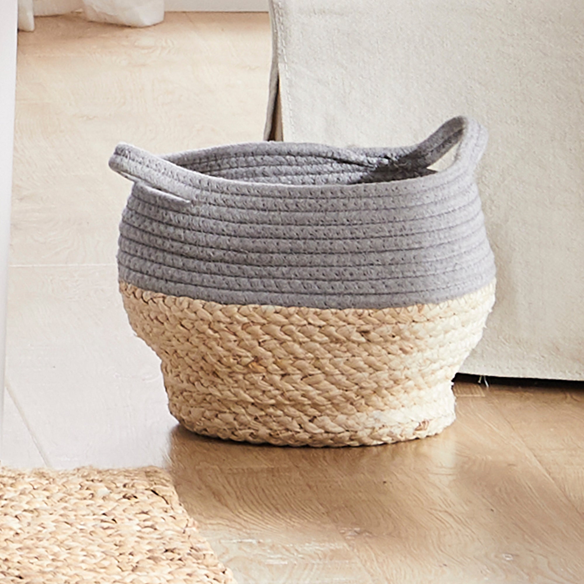 Levtex Home Mozambique Grey Natural Mini Drum Storage Nursery Storage