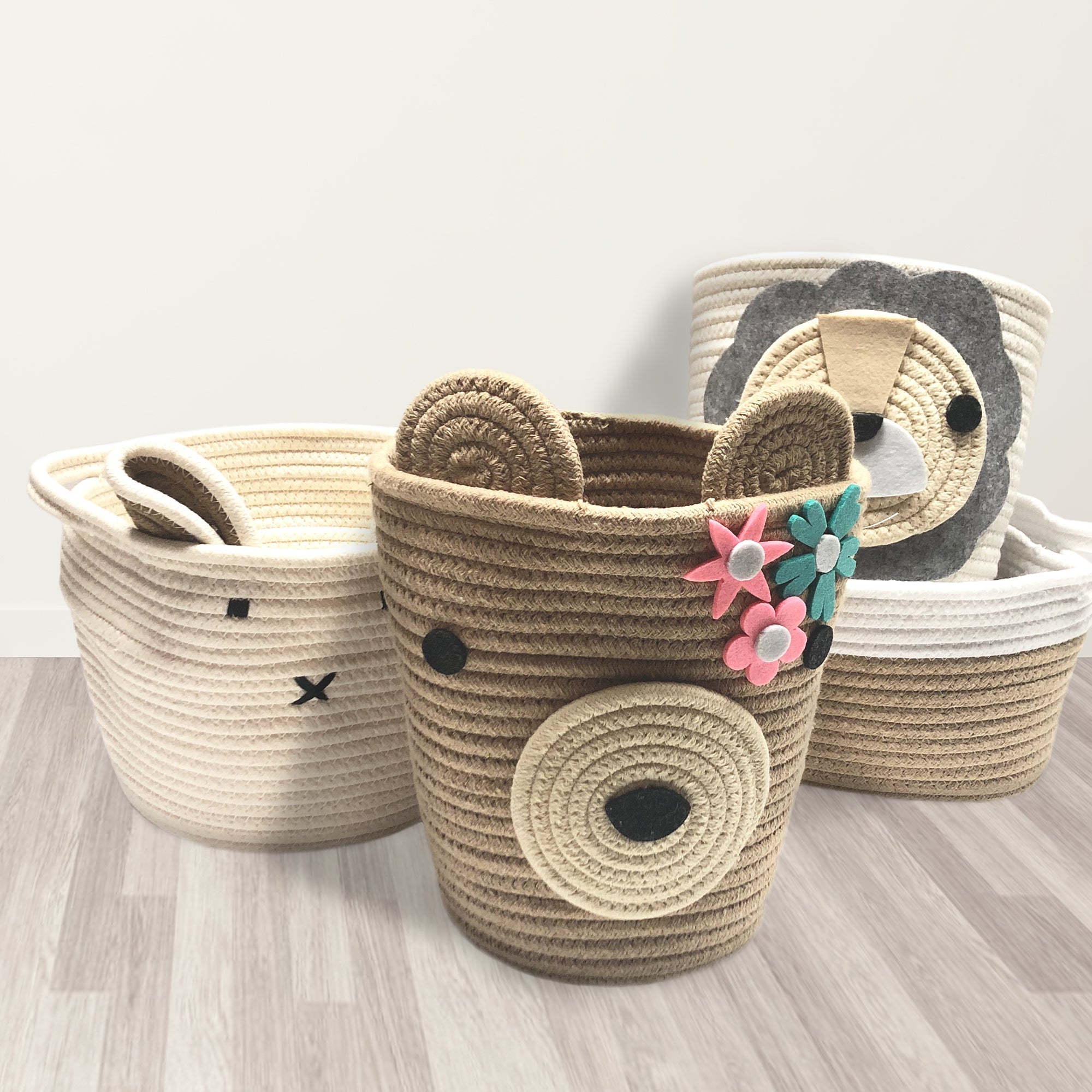 Levtex Home White Bunny Rope Storage Nursery Storage
