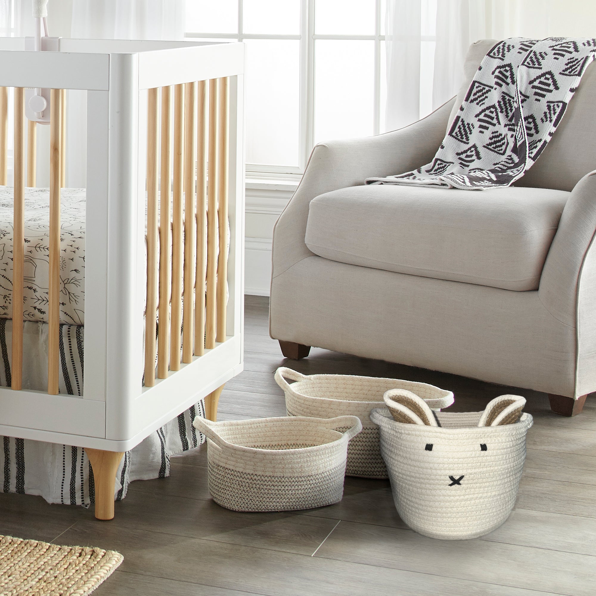 Levtex Home White Bunny Rope Storage Nursery Storage