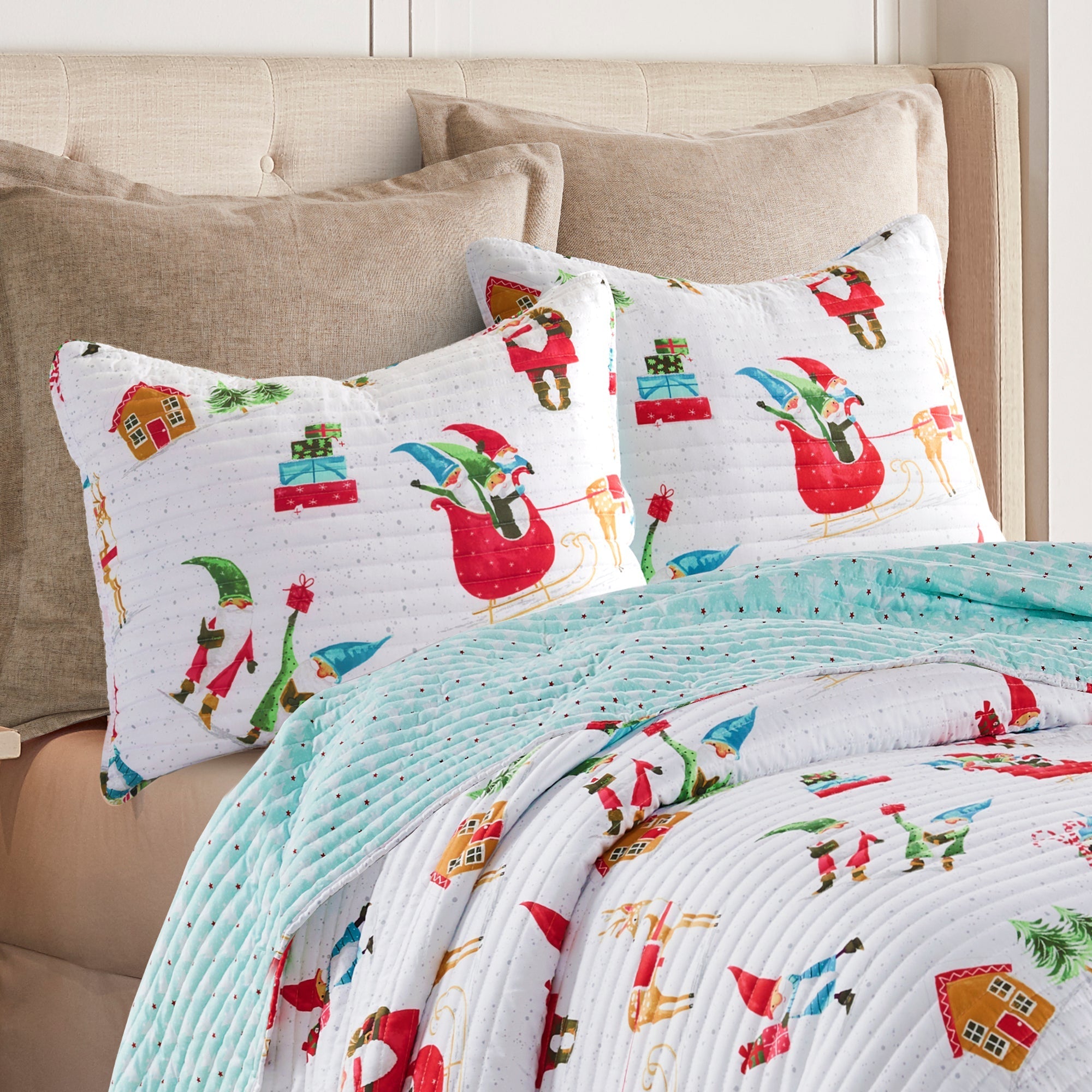 Levtex Home Gnome for the Holidays White Standard Sham Shams