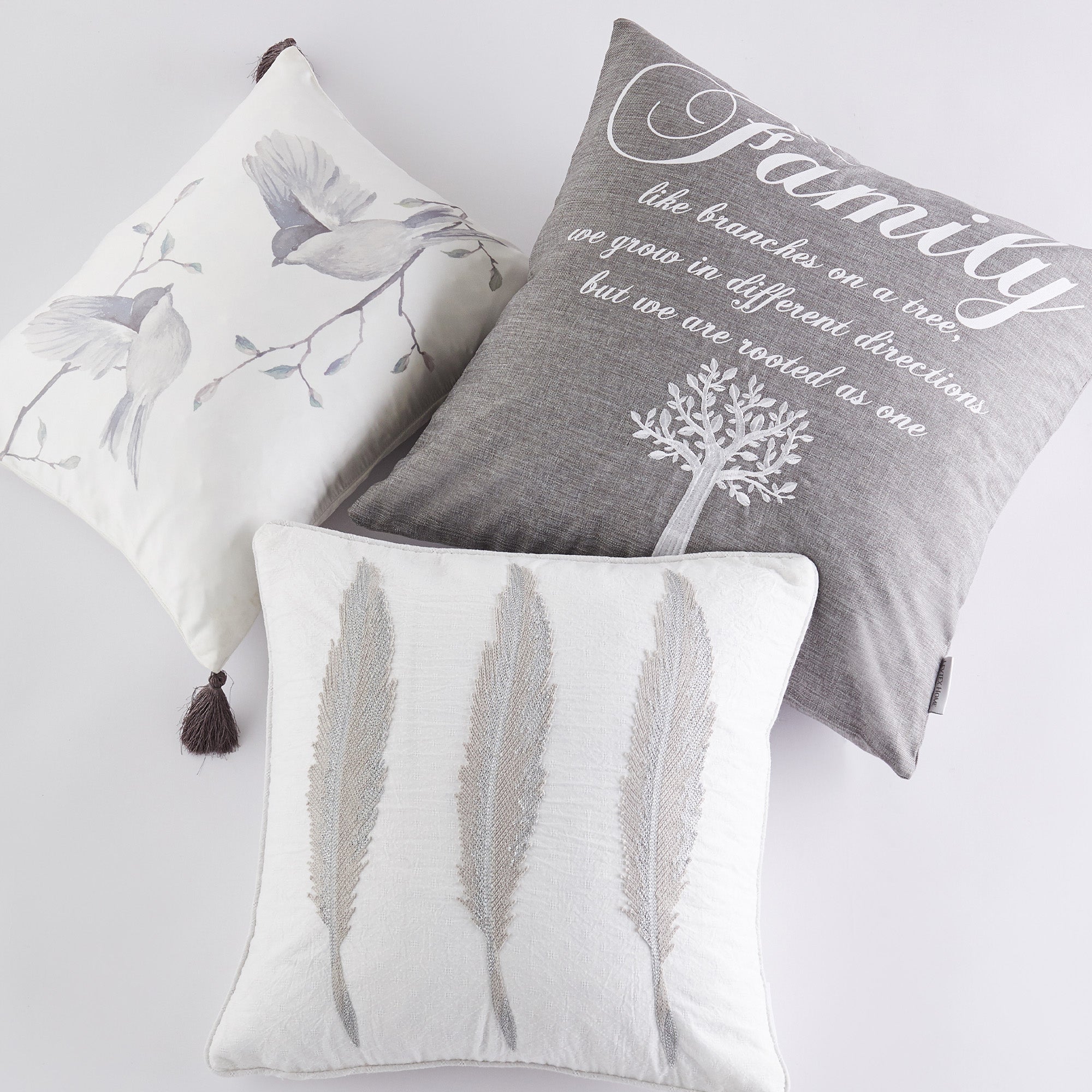 Levtex Home Family Grey Linen Ground Decorative Pillows