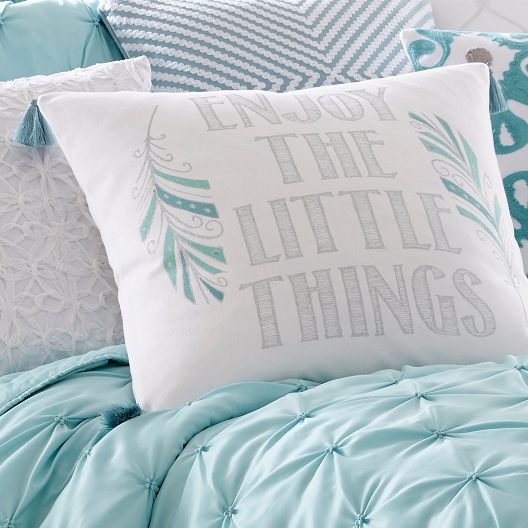 Levtex Home Spa Pintuck Enjoy the Little Things Pillow Decorative Pillows