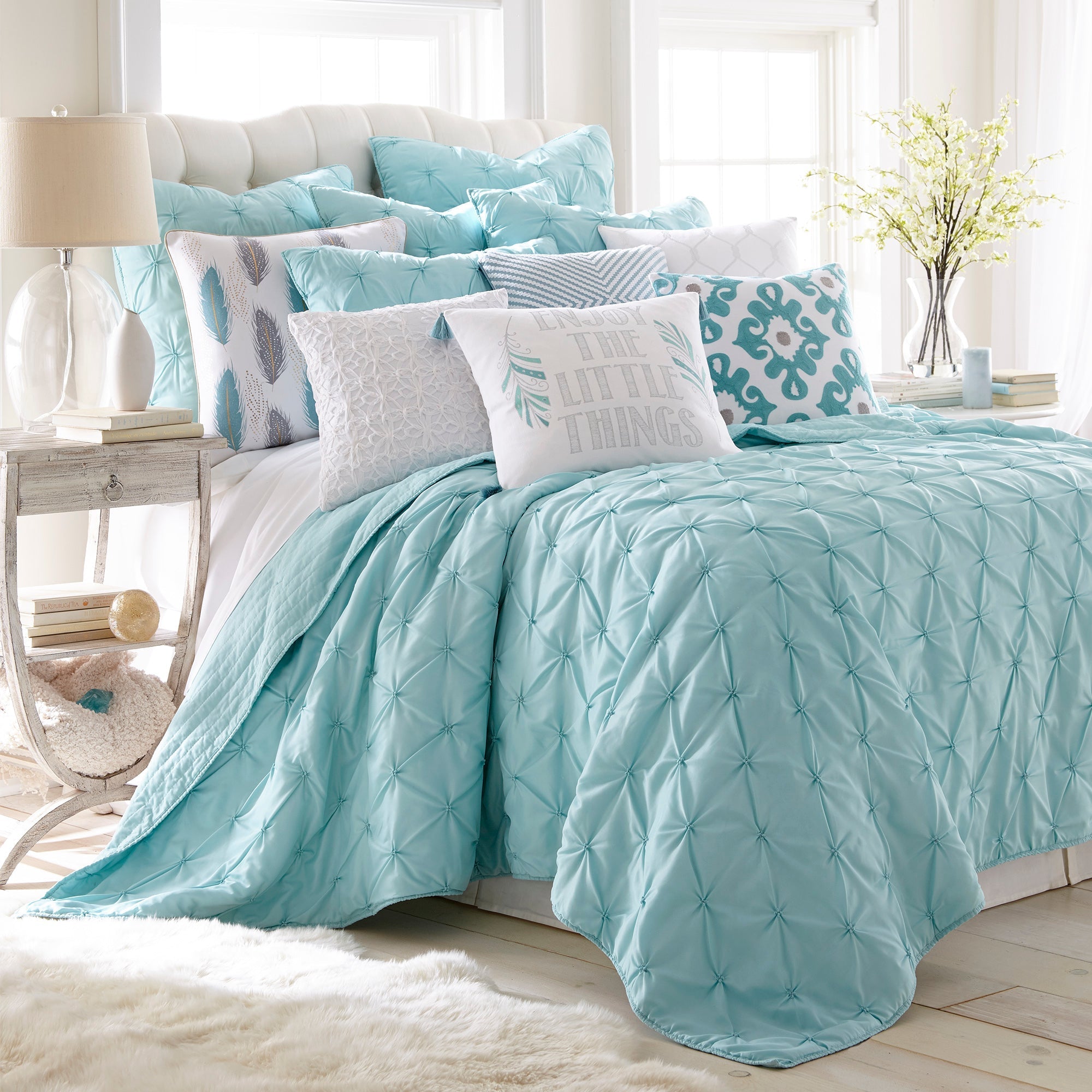 Levtex Home Spa Pintuck Enjoy the Little Things Pillow Decorative Pillows