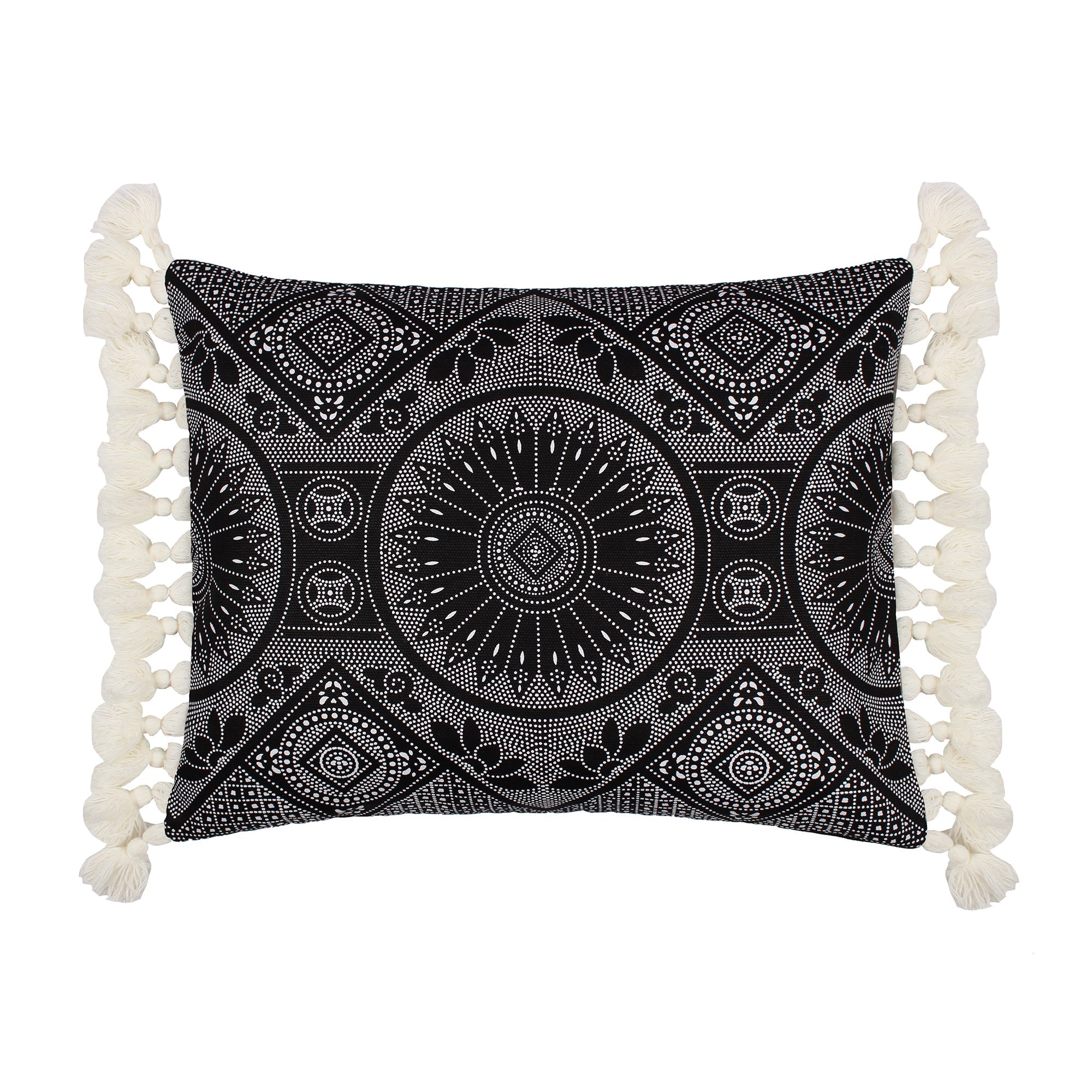 Levtex Home Black Crewel Stitch Tassel Pillow Decorative Pillows