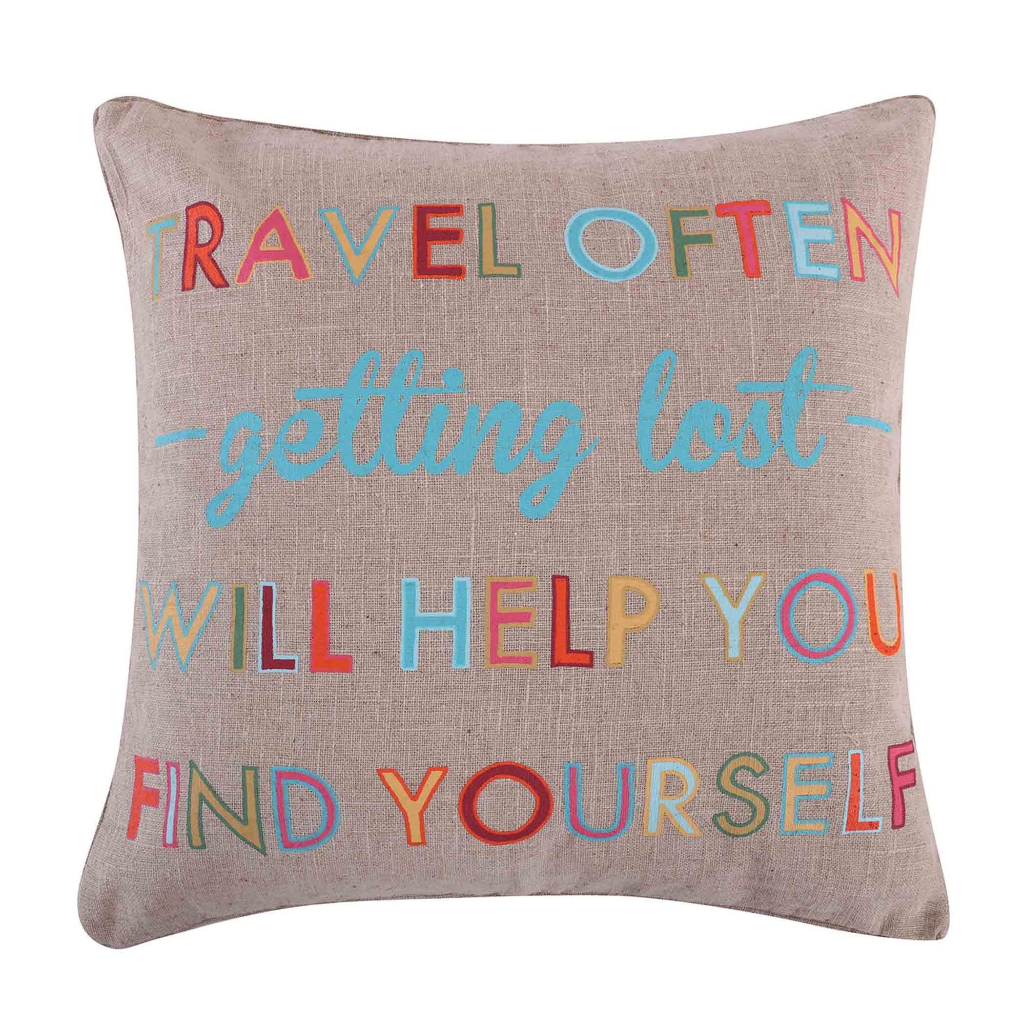 Levtex Home Mayla Travel Often Burlap Pillow Decorative Pillows