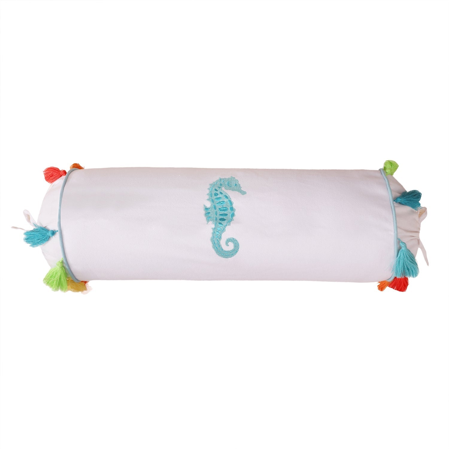 Levtex Home Seahorse Embroidered Neck Roll Pillow Decorative Pillows