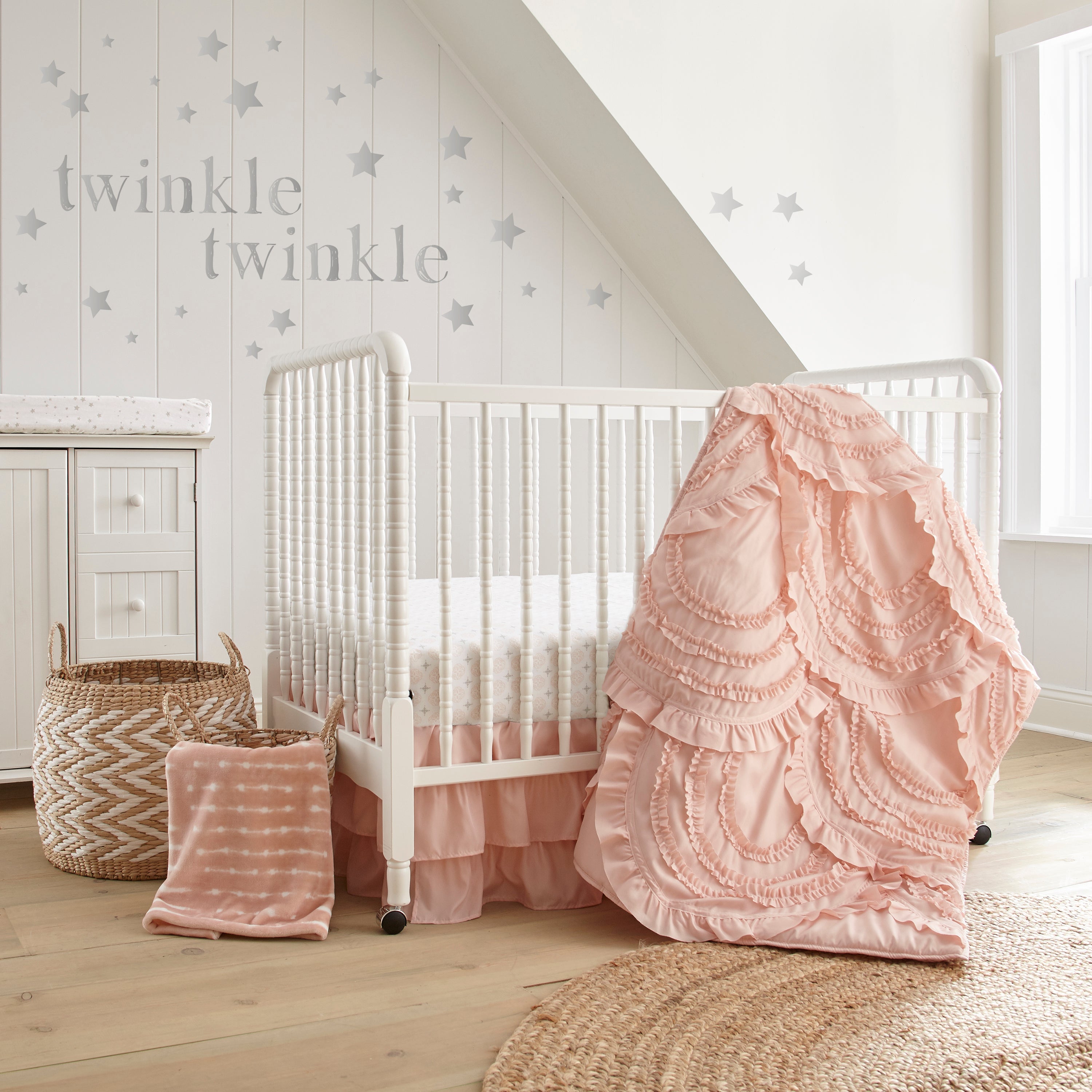 Levtex Home Skylar Blush Coin Cotton Crib Fitted Sheet Crib Fitted Sheets