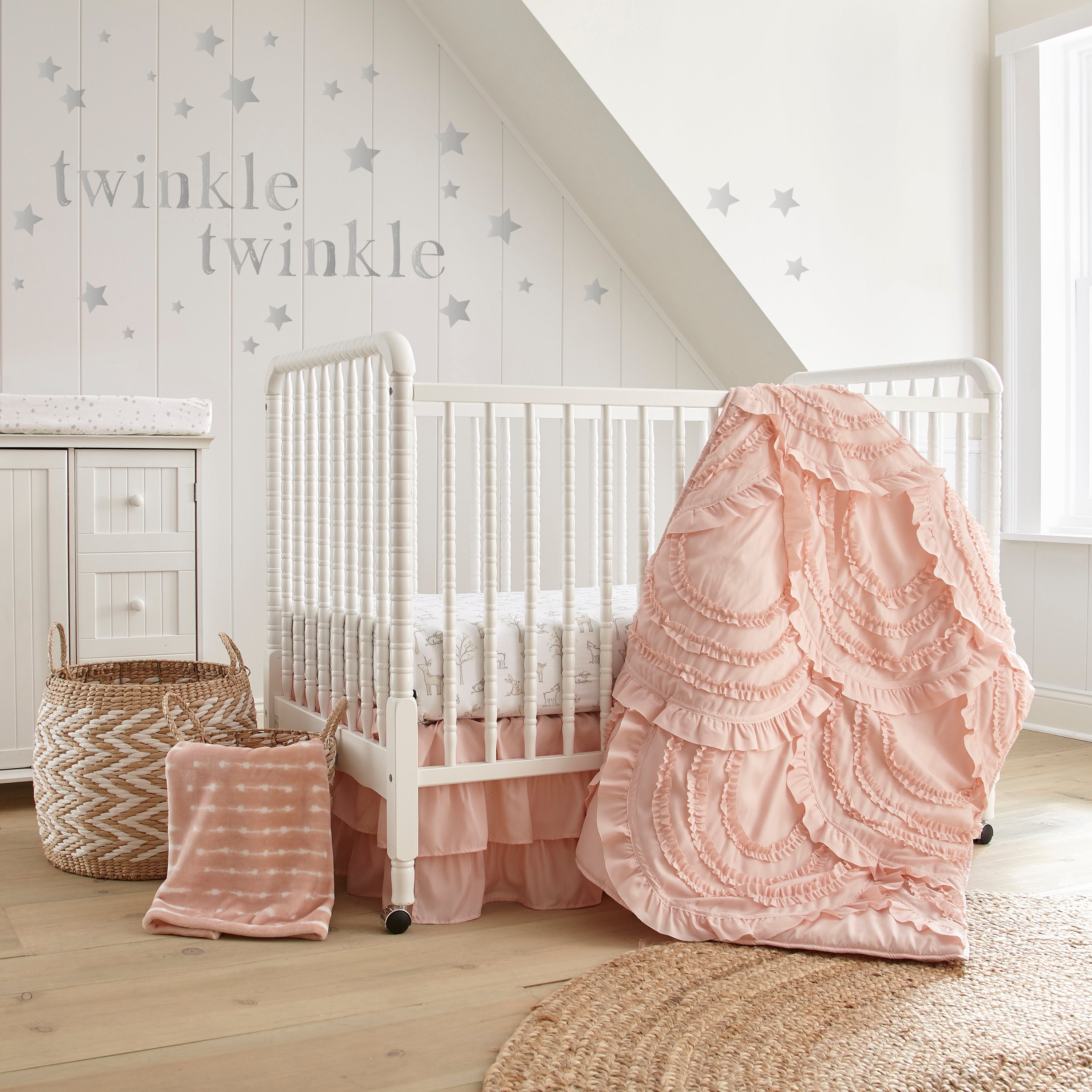Levtex Home Skylar Blush Woodland Cotton Crib Fitted Sheet Crib Fitted Sheets