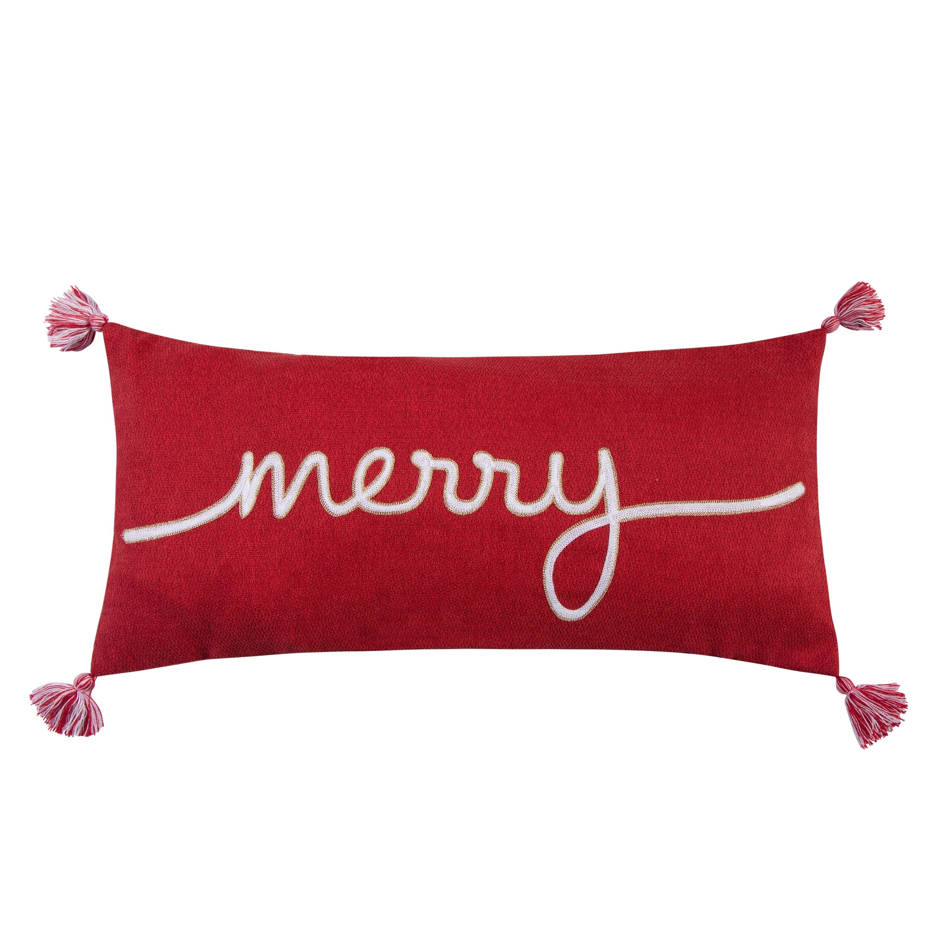 Levtex Home Spencer Plaid Merry Embroidered Pillow Decorative Pillows