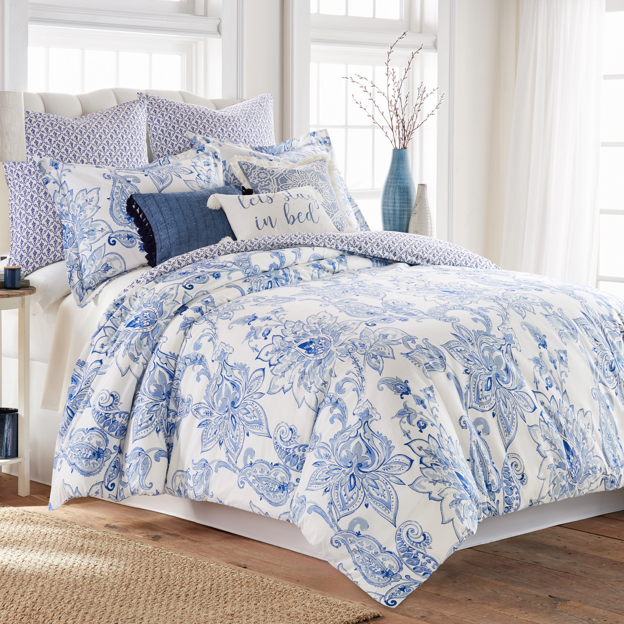 Levtex Home Bennett Comforter Bundle: Comforter Set + Euro Sham Set of 2 + 2 Decorative Pillows Comforters