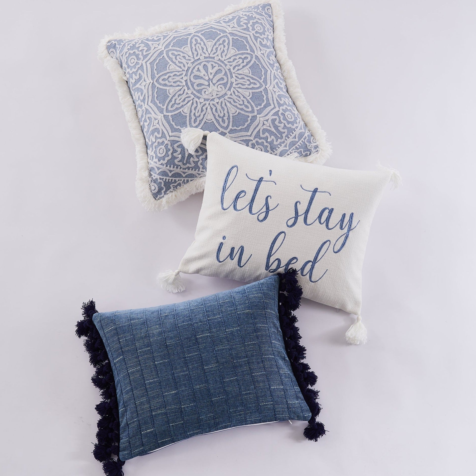 Levtex Home Bennett Embroidered Fringe Pillow Decorative Pillows