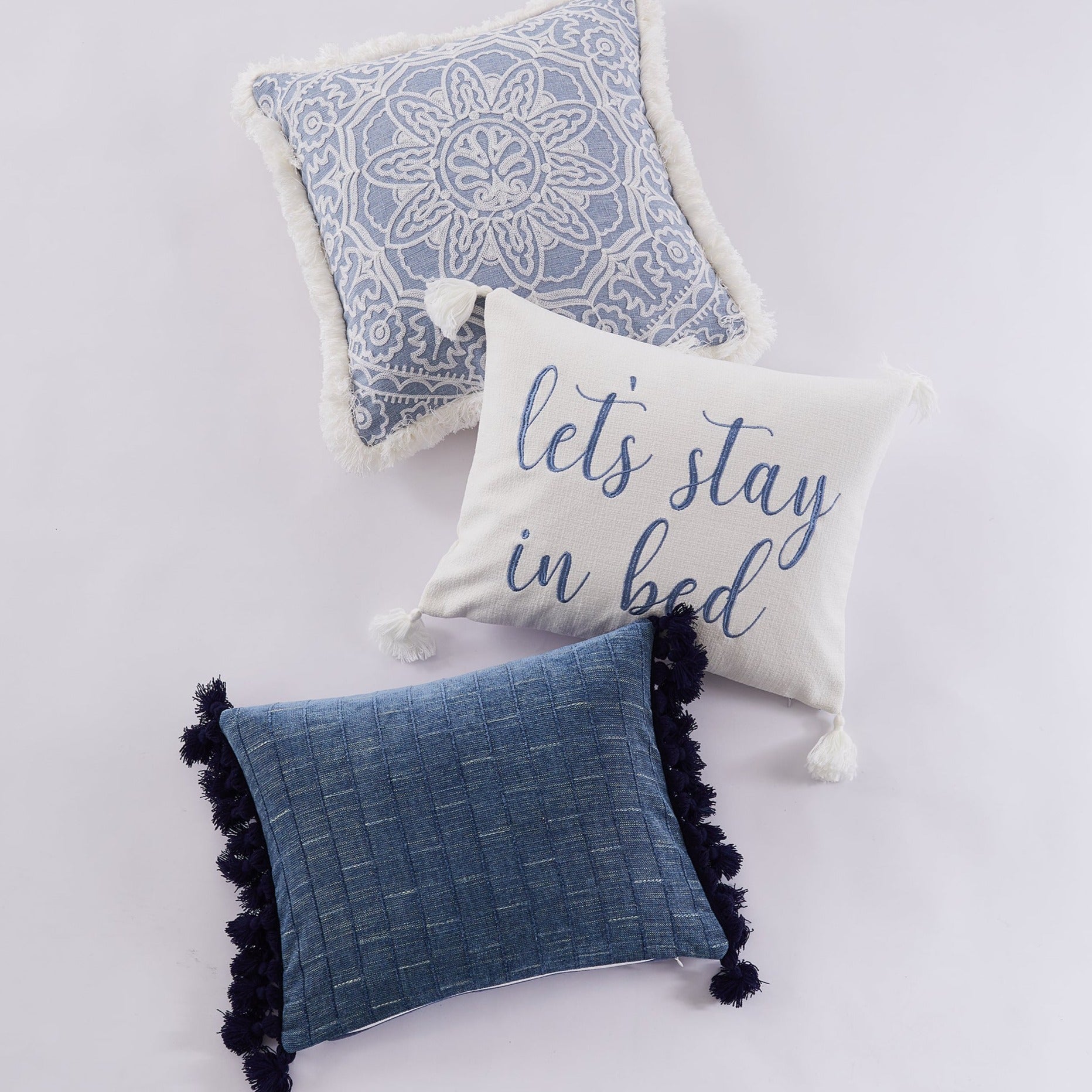 Levtex Home Bennett Chambray Tassel Pillow Decorative Pillows