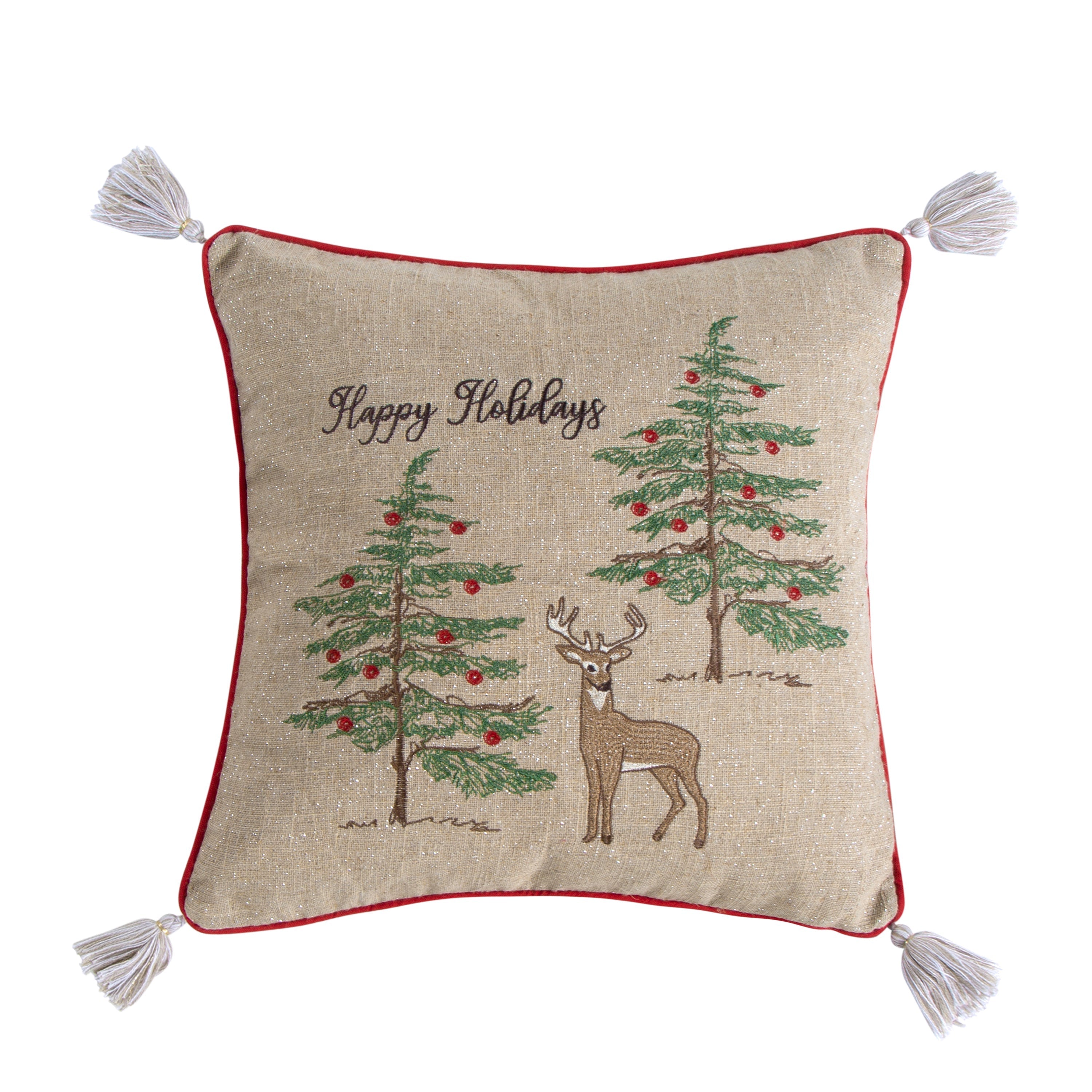 Levtex Home Sleigh Bells Happy Holidays Pillow 18x18" Decorative Pillows