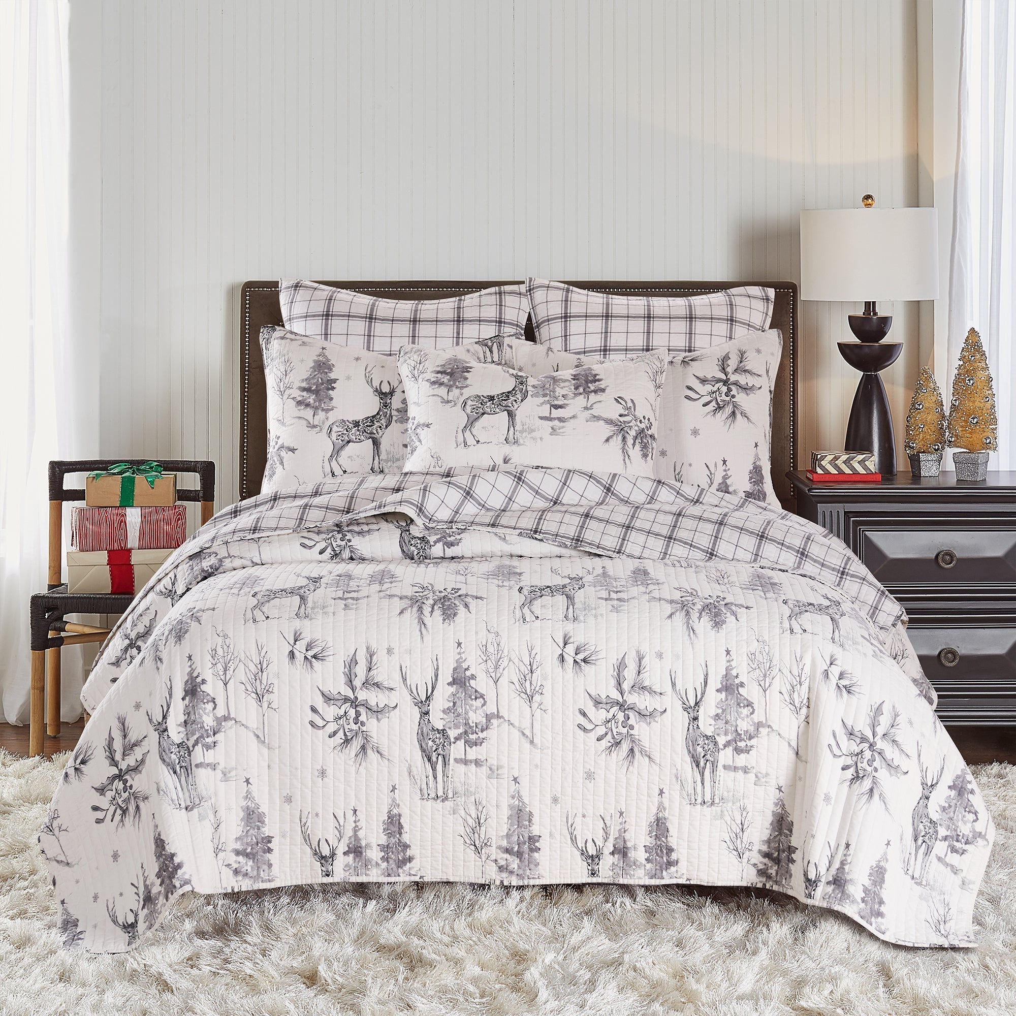 Levtex Home Sleigh Bells Grey Quilt Quilts