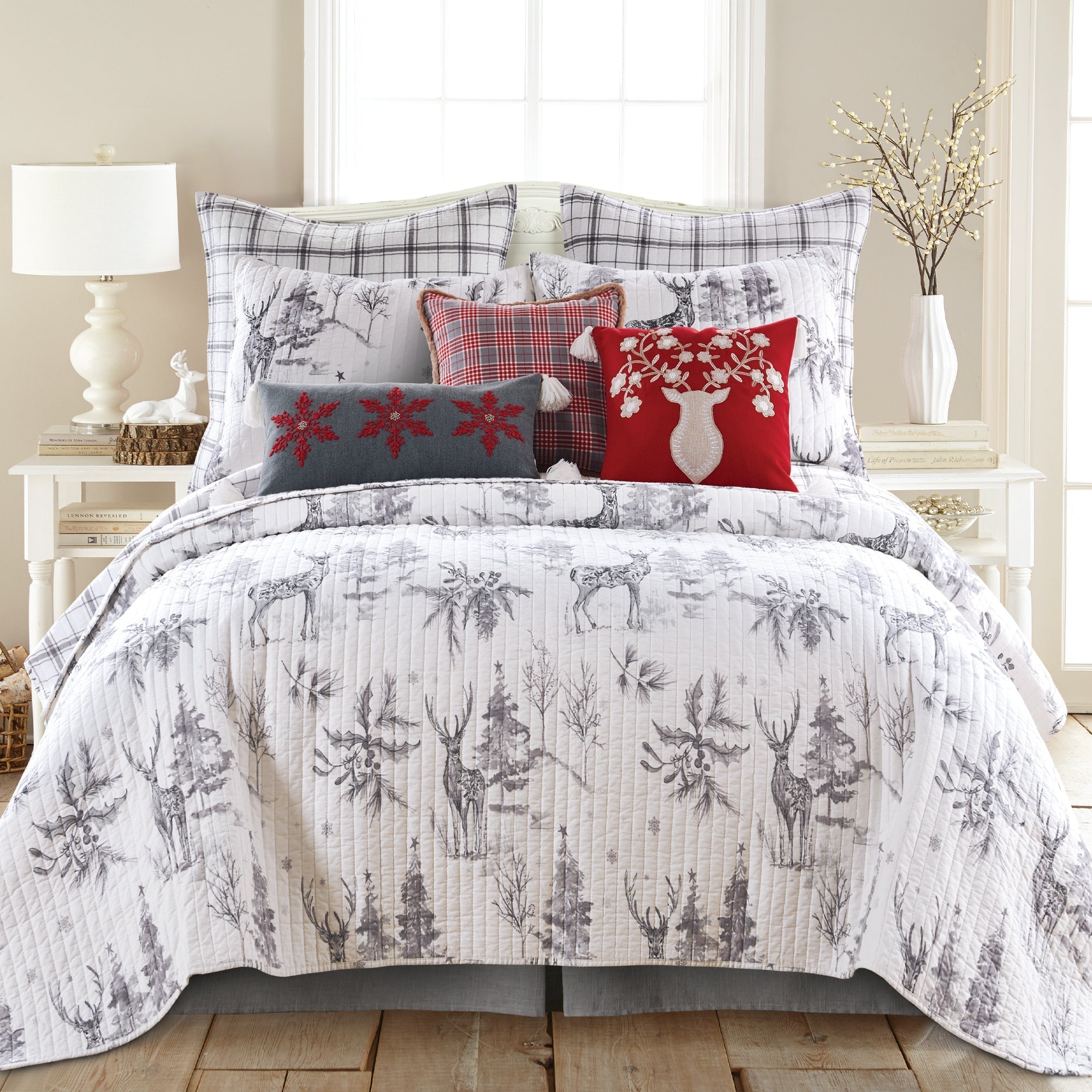 Levtex Home Sleigh Bells Grey Quilt Quilts